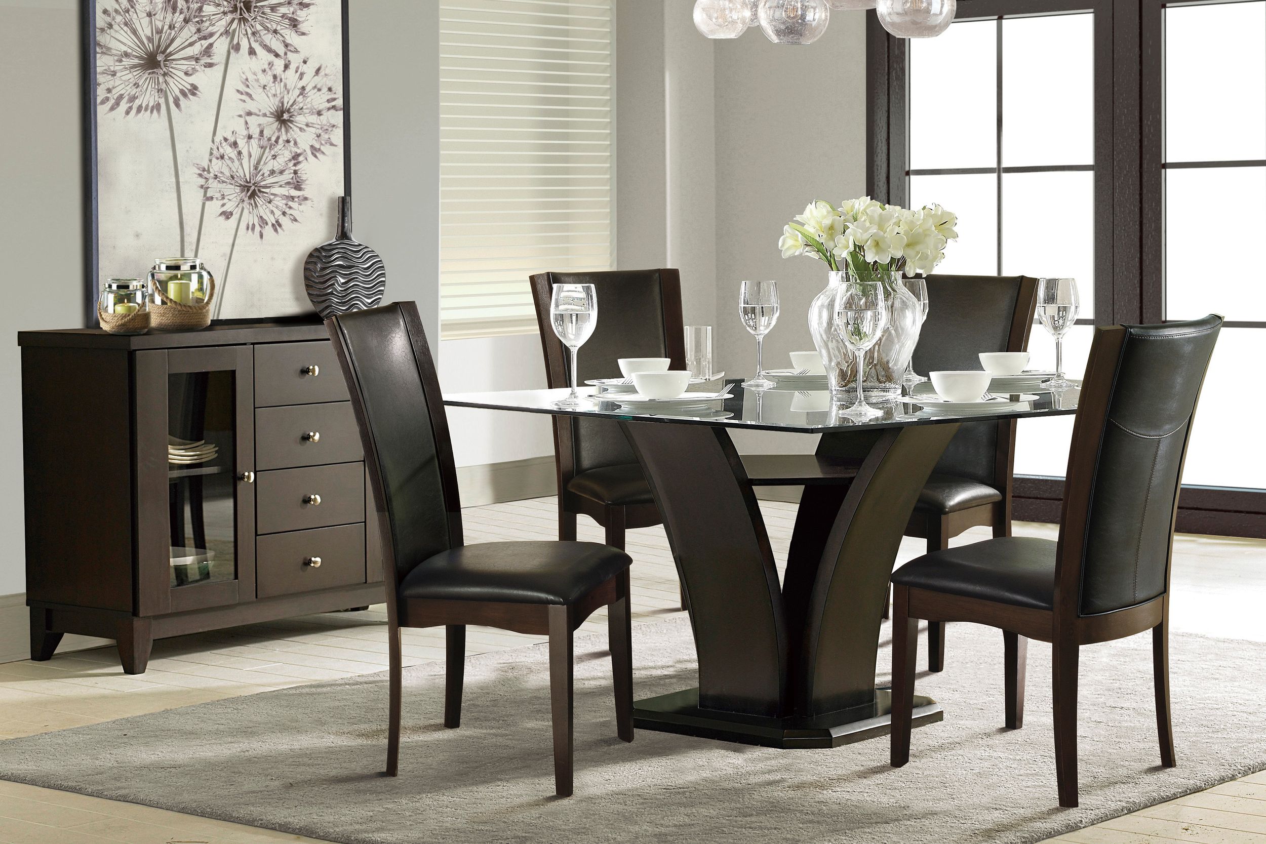 Daisy Square Wood/Glass Dining Table