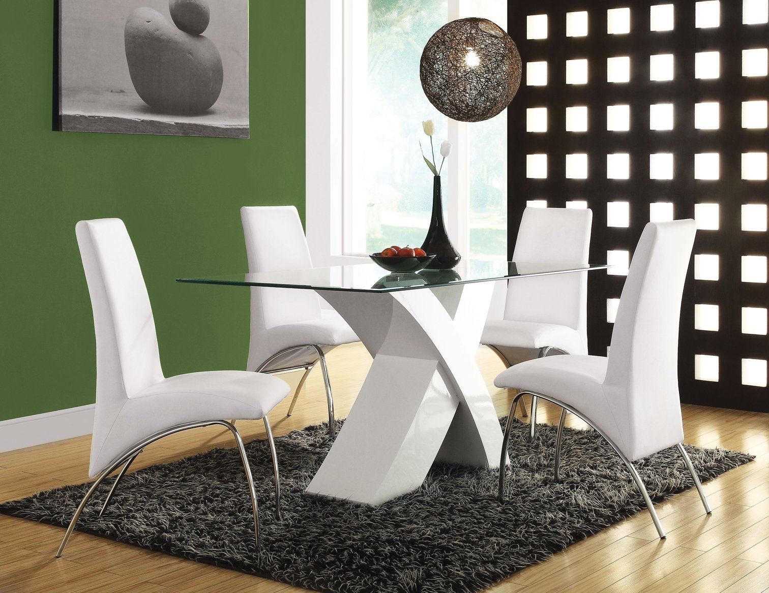Pervis Glass/High Gloss Rectangular Dining Table