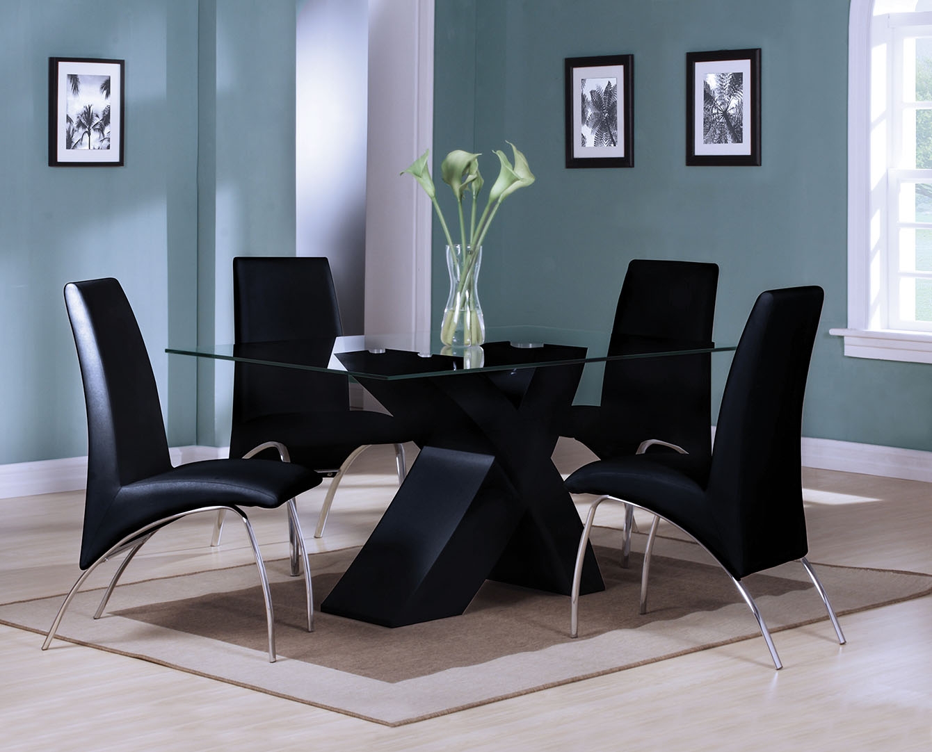 Pervis Glass/High Gloss Rectangular Dining Table