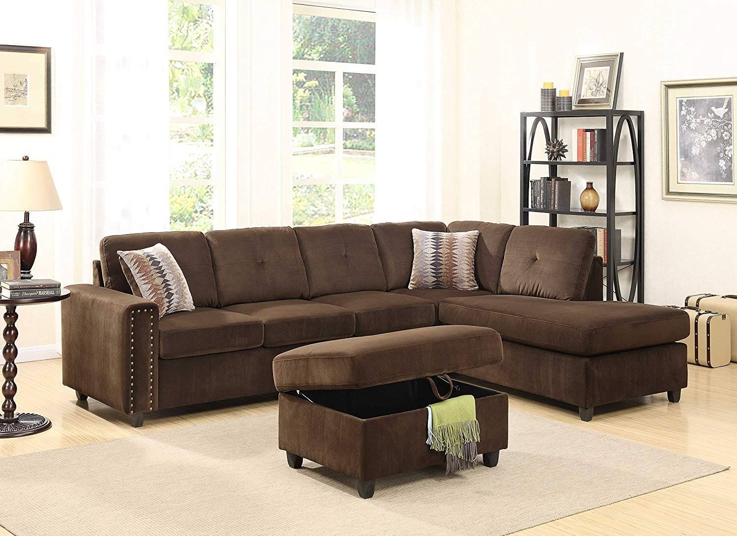Belville Velvet Reversible Sectional Sofa