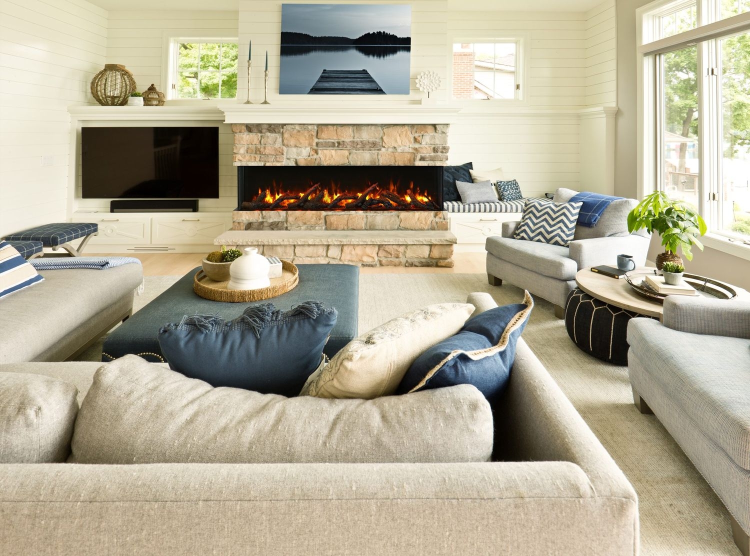 Tru View Slim 30" 3-Sided Glass Electric Fireplace, Appliance Depth 10 5/8"