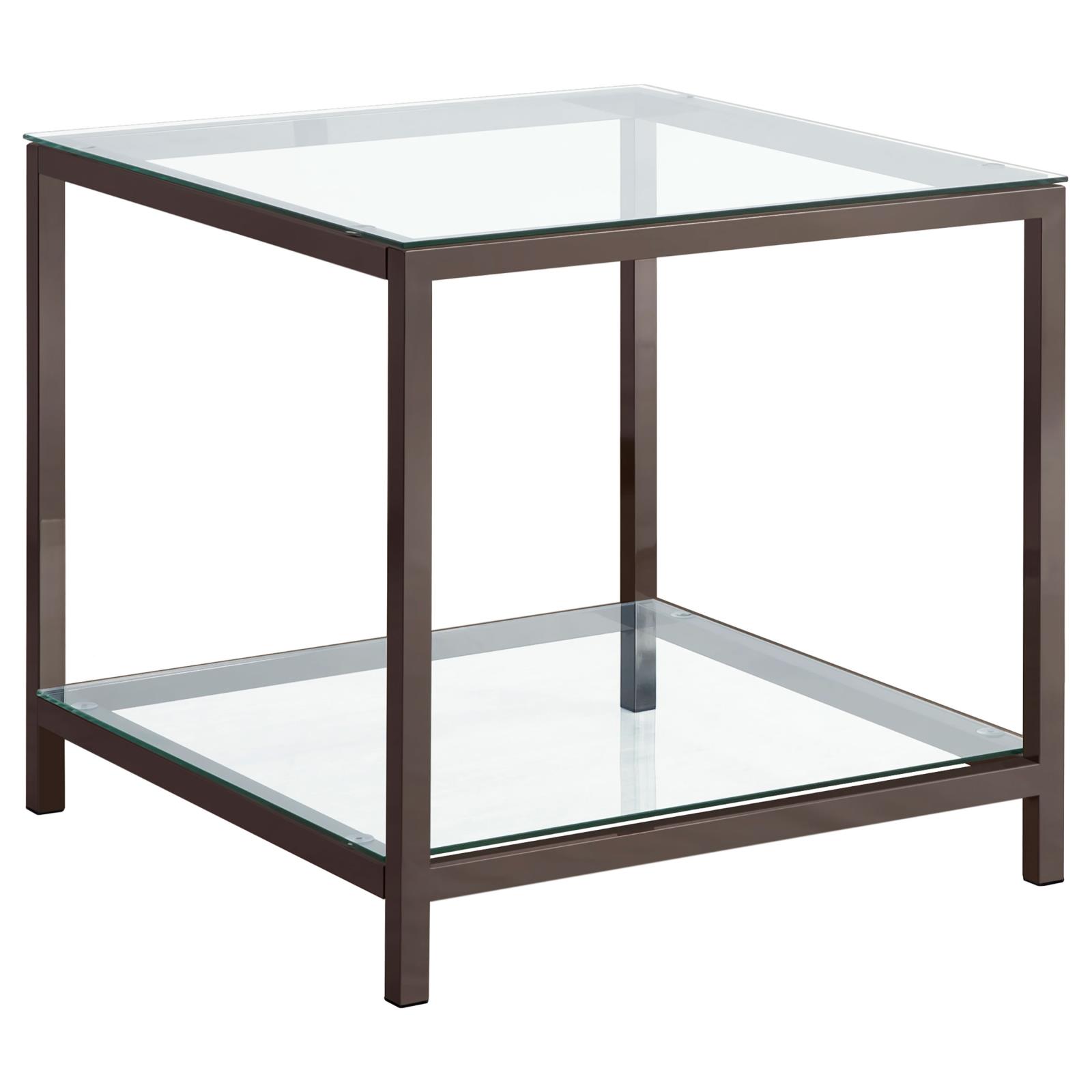 Trini Glass Rectangular End Table with Shelf