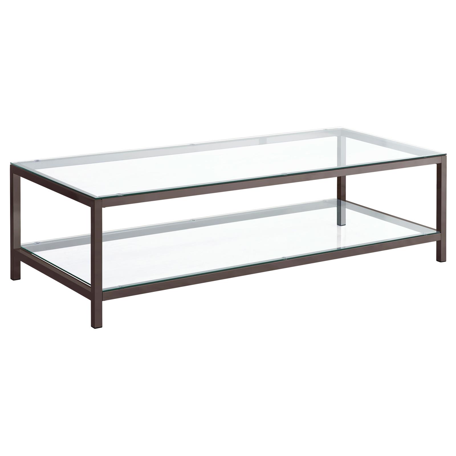 Trini Glass Rectangular Coffee Table with Shelf