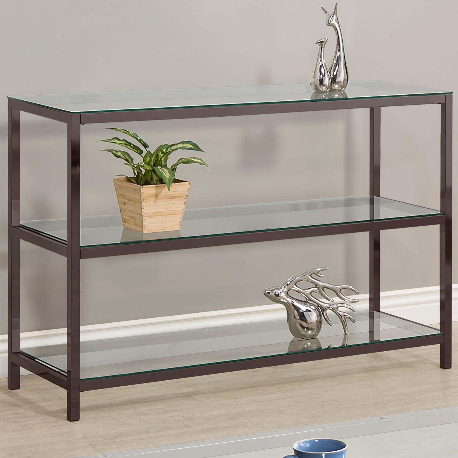 Trini Glass Rectangular Sofa Table with Shelf