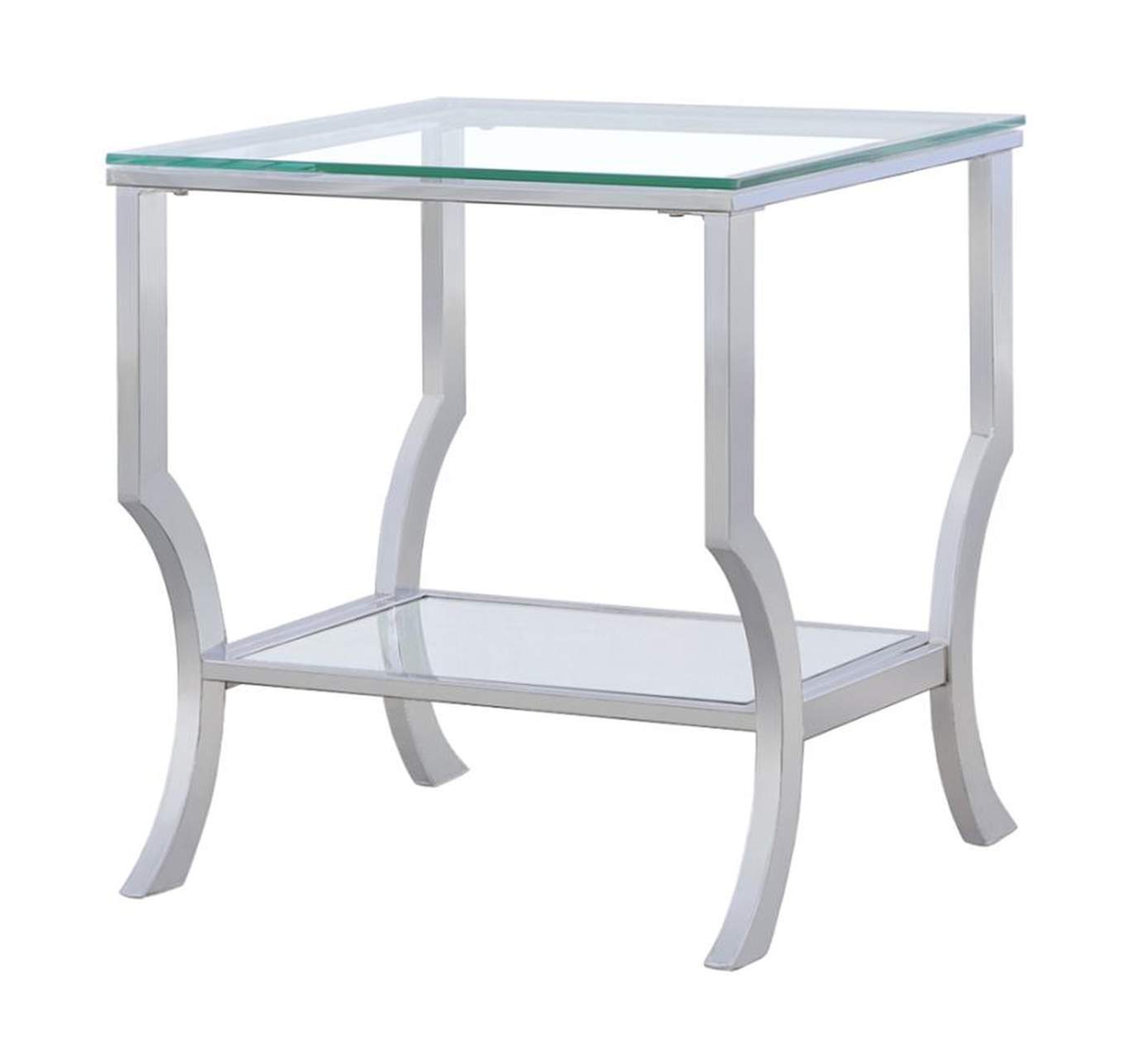 Saide Square End Table with Mirrored Shelf