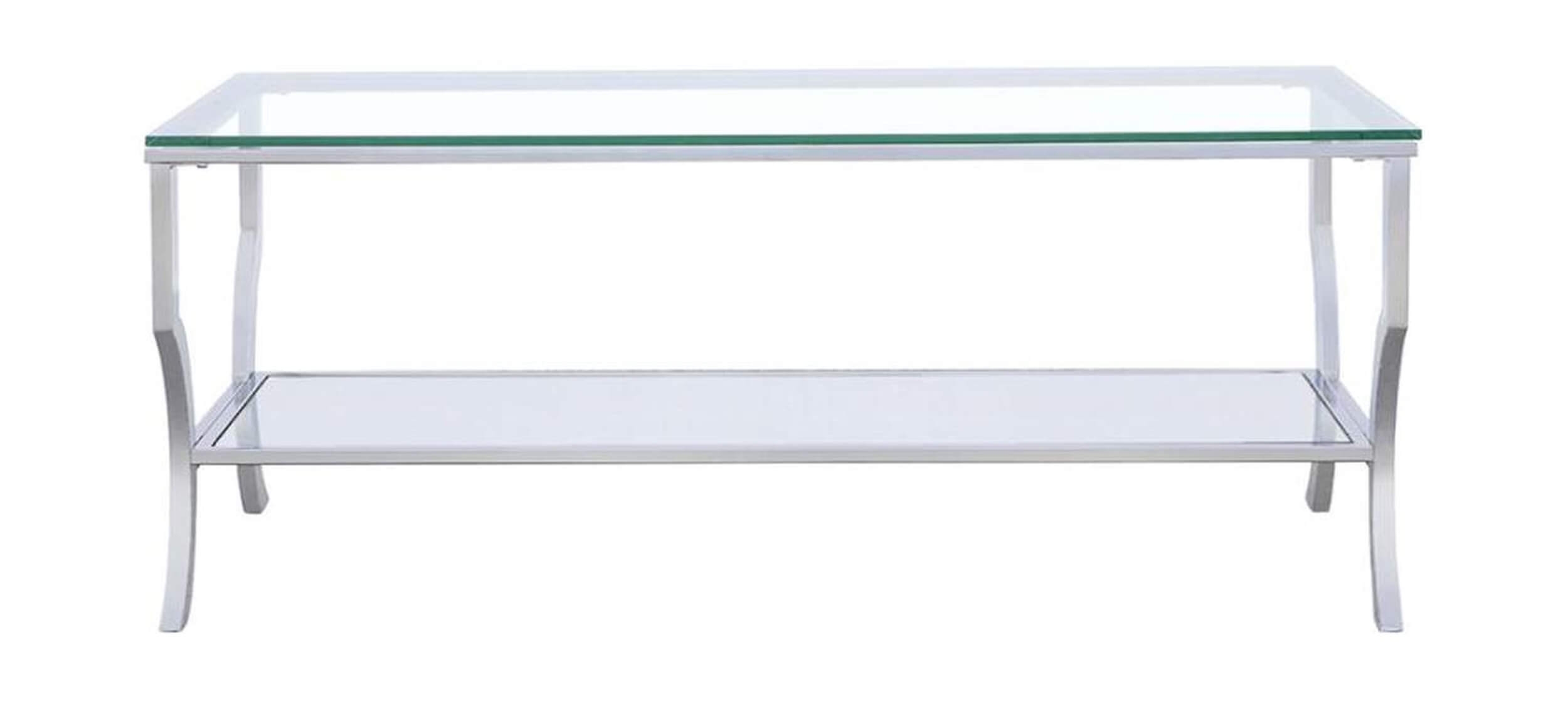 Saide Glass Rectangular Coffee Table with Mirrored Shelf