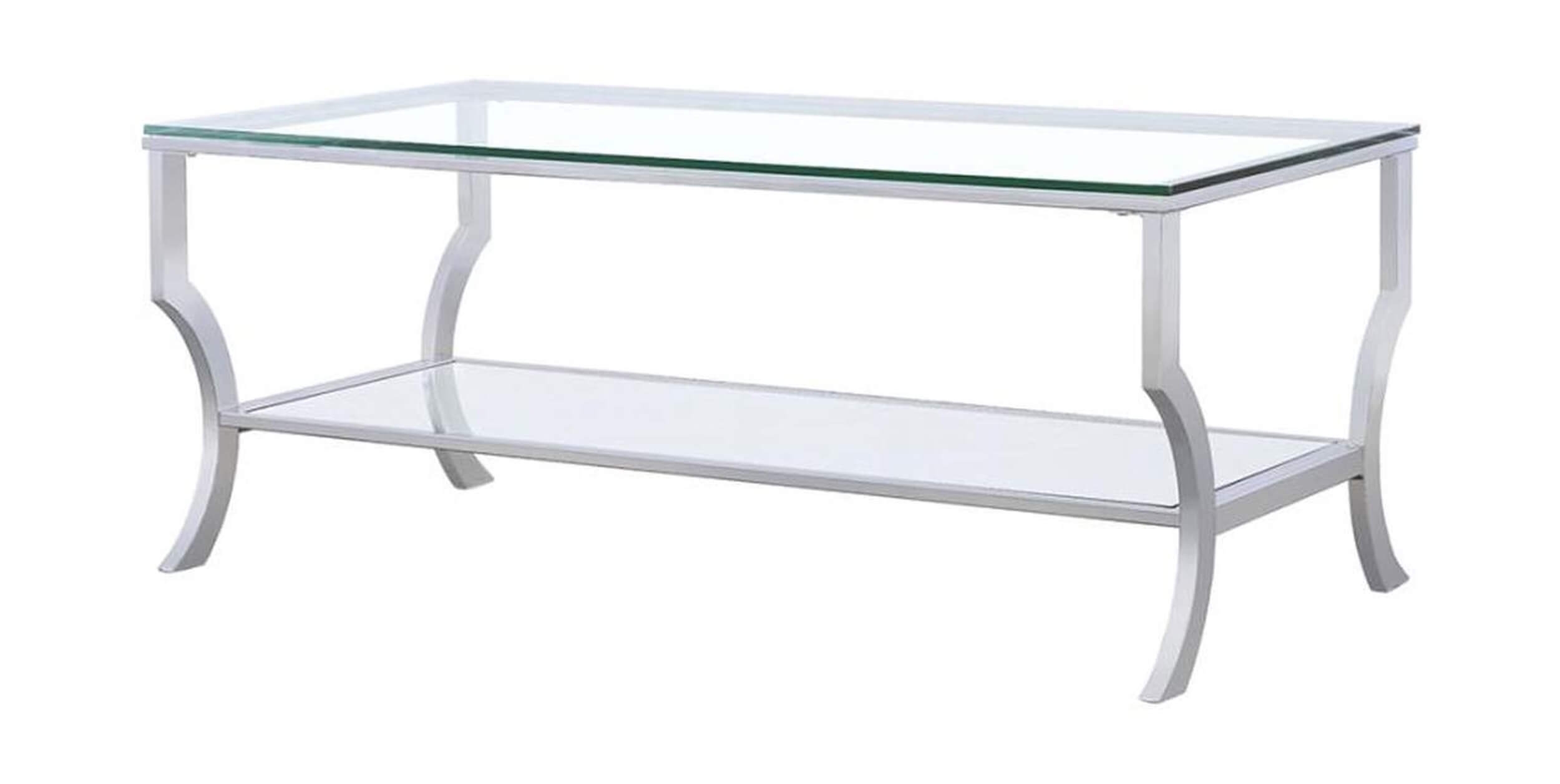 Saide Glass Rectangular Coffee Table with Mirrored Shelf