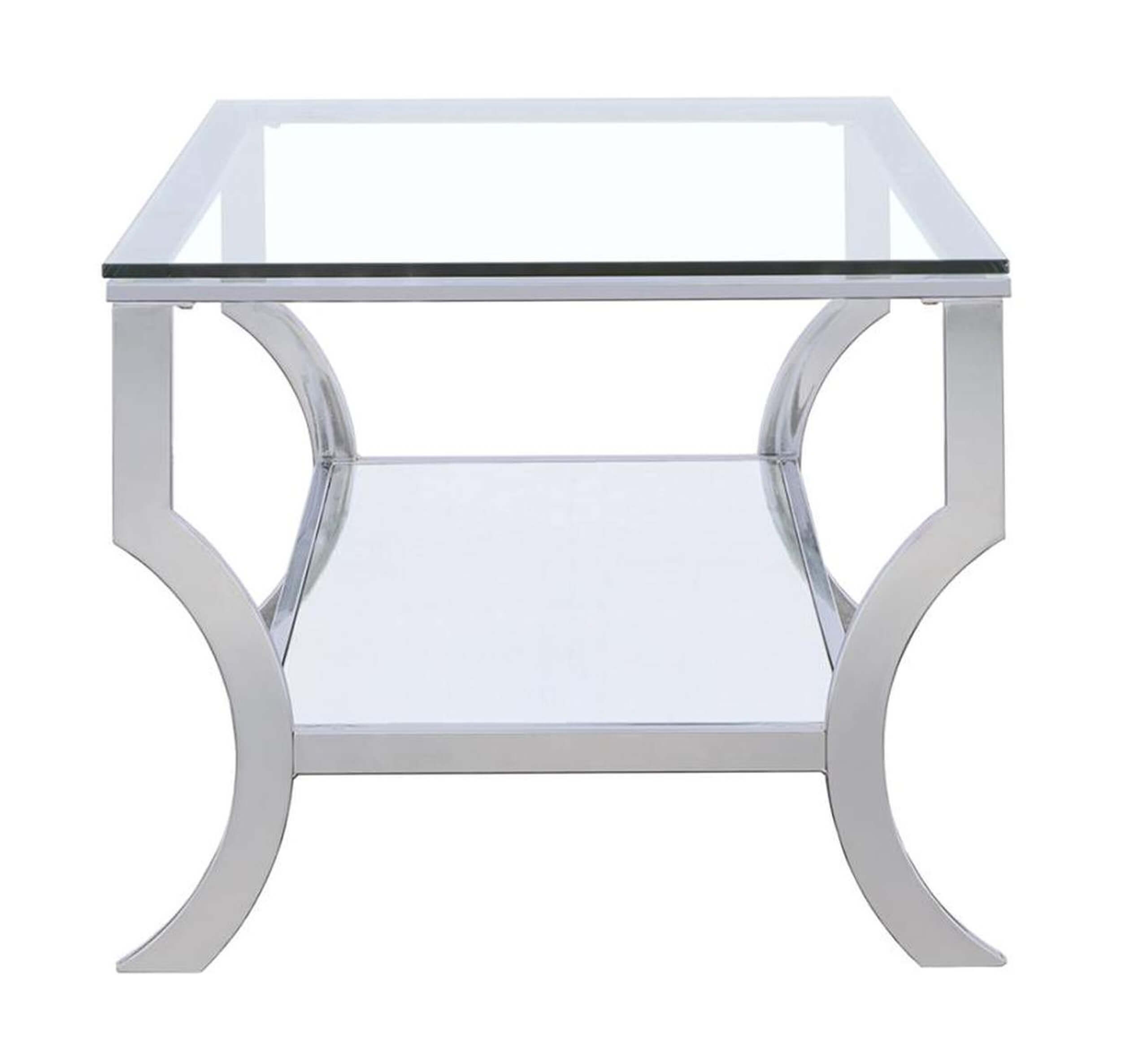 Saide Glass Rectangular Coffee Table with Mirrored Shelf