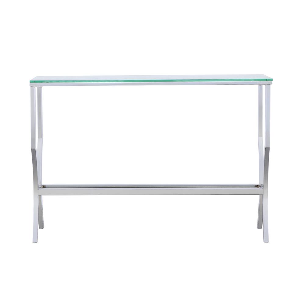 Saide Glass Rectangular Sofa Table with Mirrored Shelf