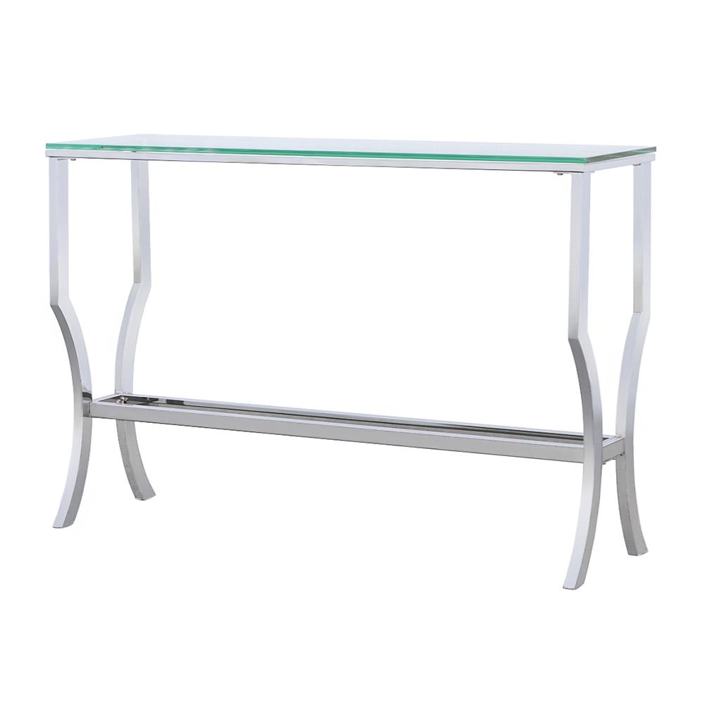 Saide Glass Rectangular Sofa Table with Mirrored Shelf