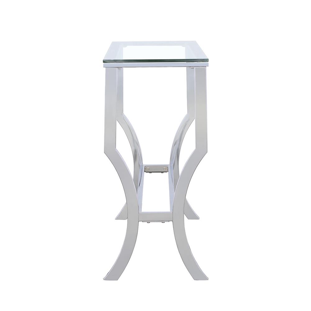 Saide Glass Rectangular Sofa Table with Mirrored Shelf
