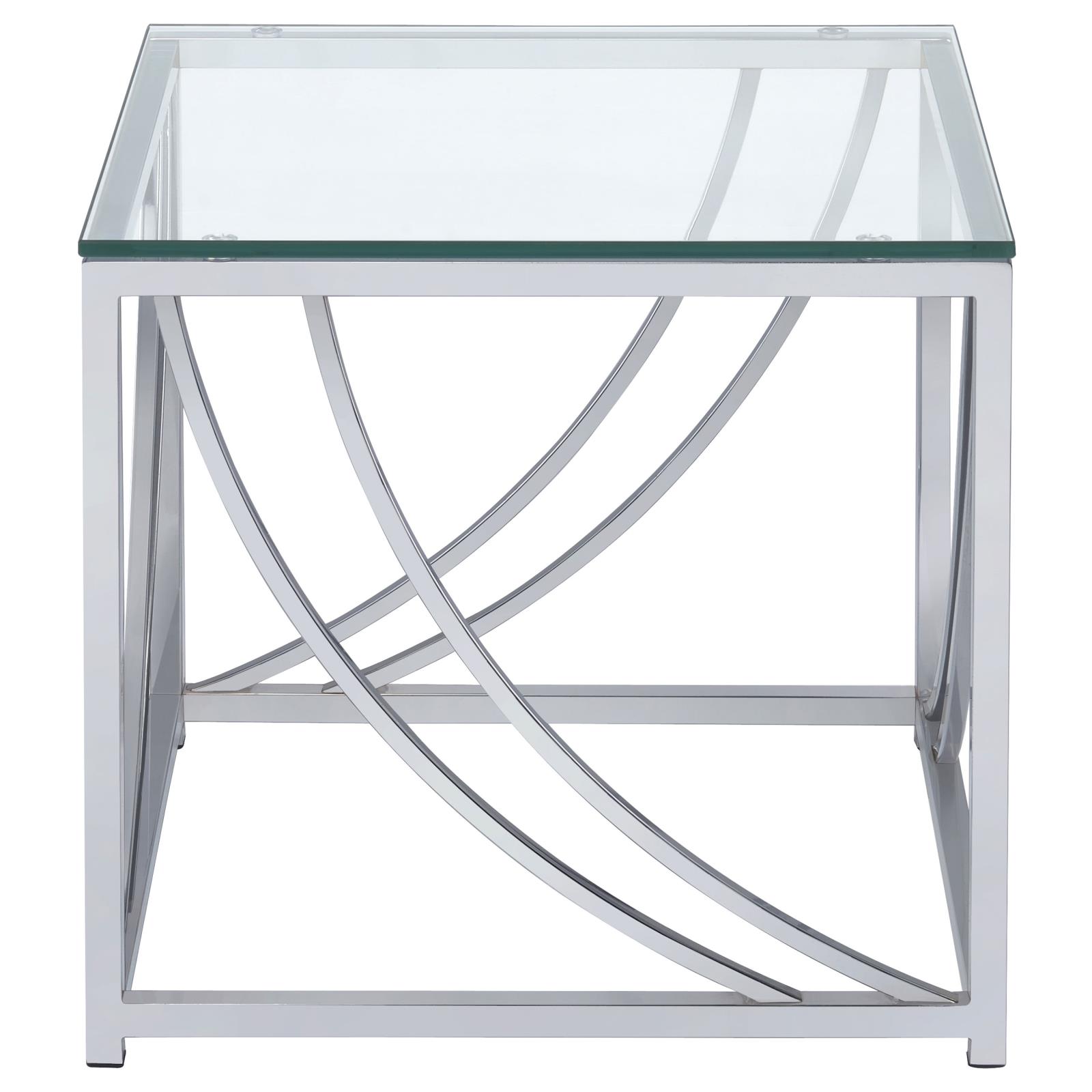 Lille Glass Top Square End Table with Chrome Base