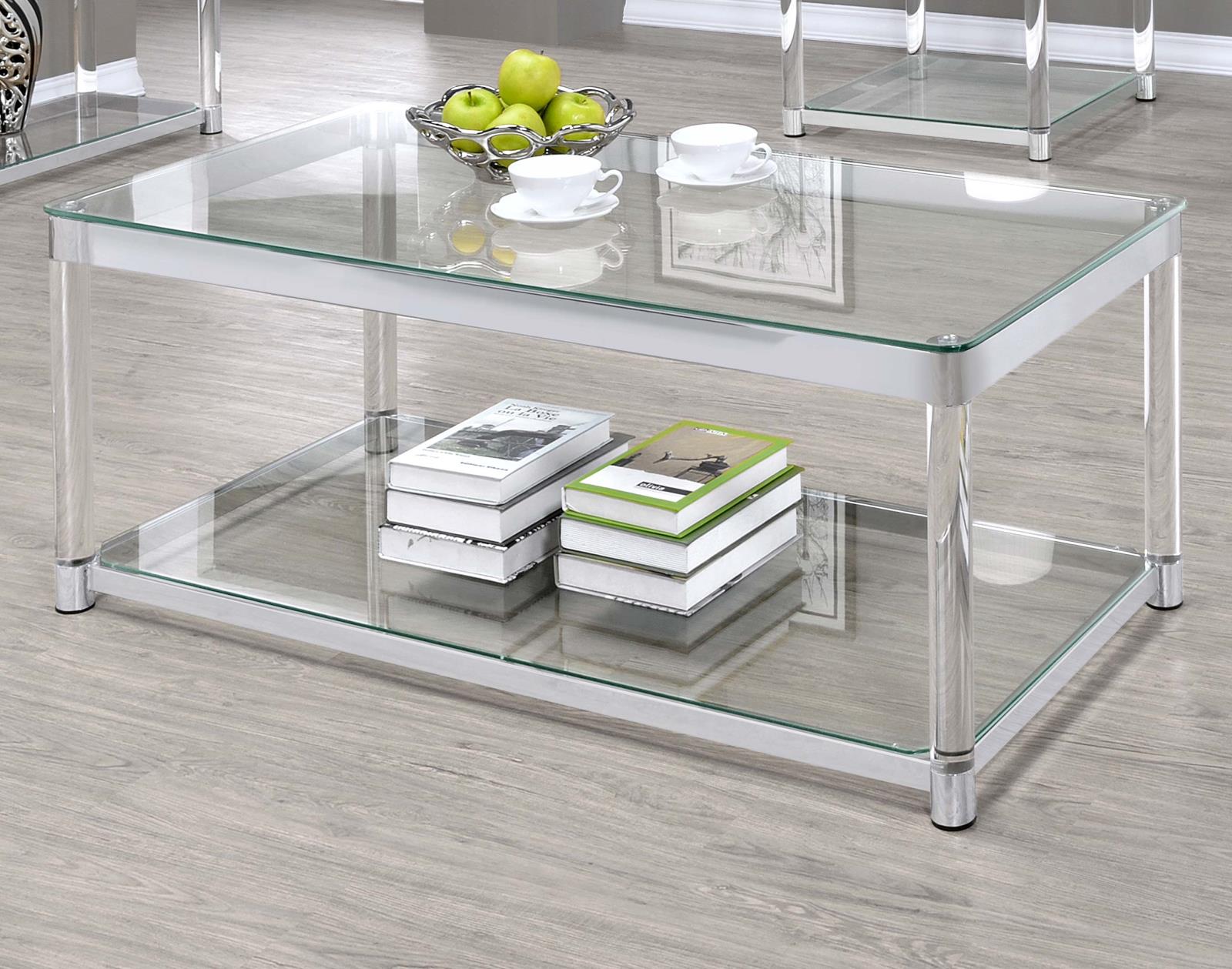 Anne Acrylic Coffee Table with Lower Shelf