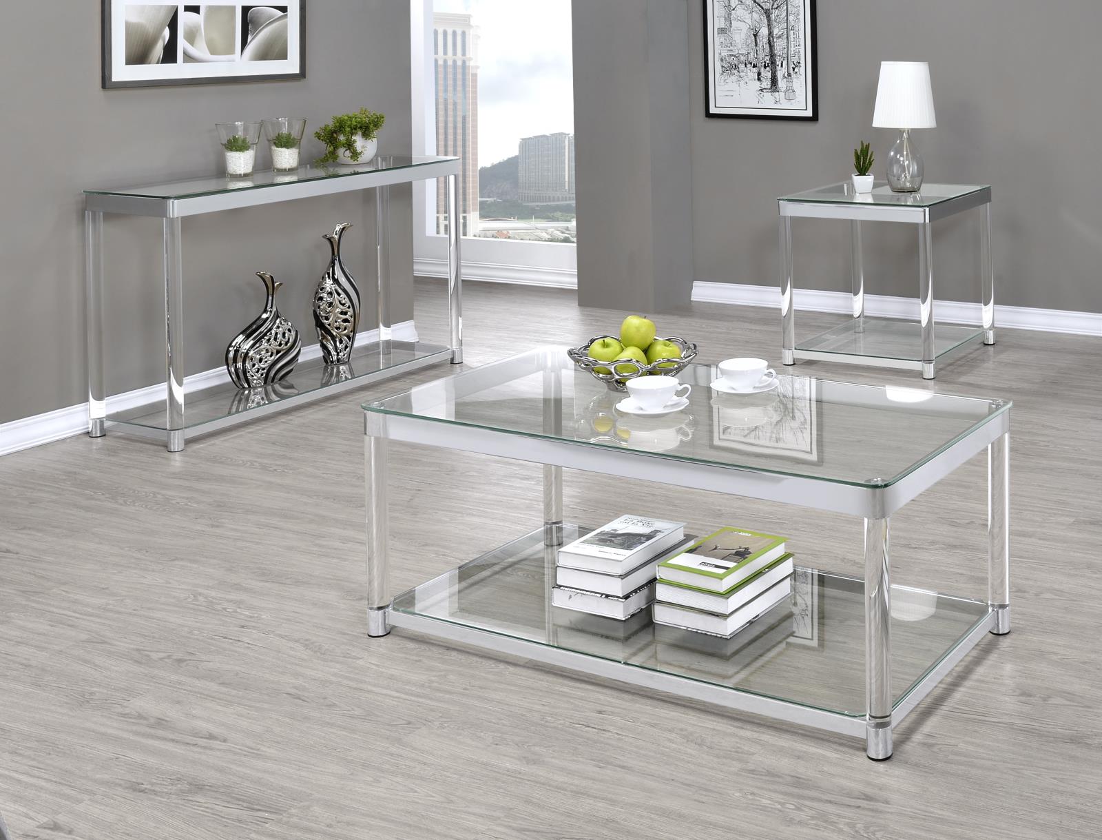 Anne Acrylic Coffee Table with Lower Shelf