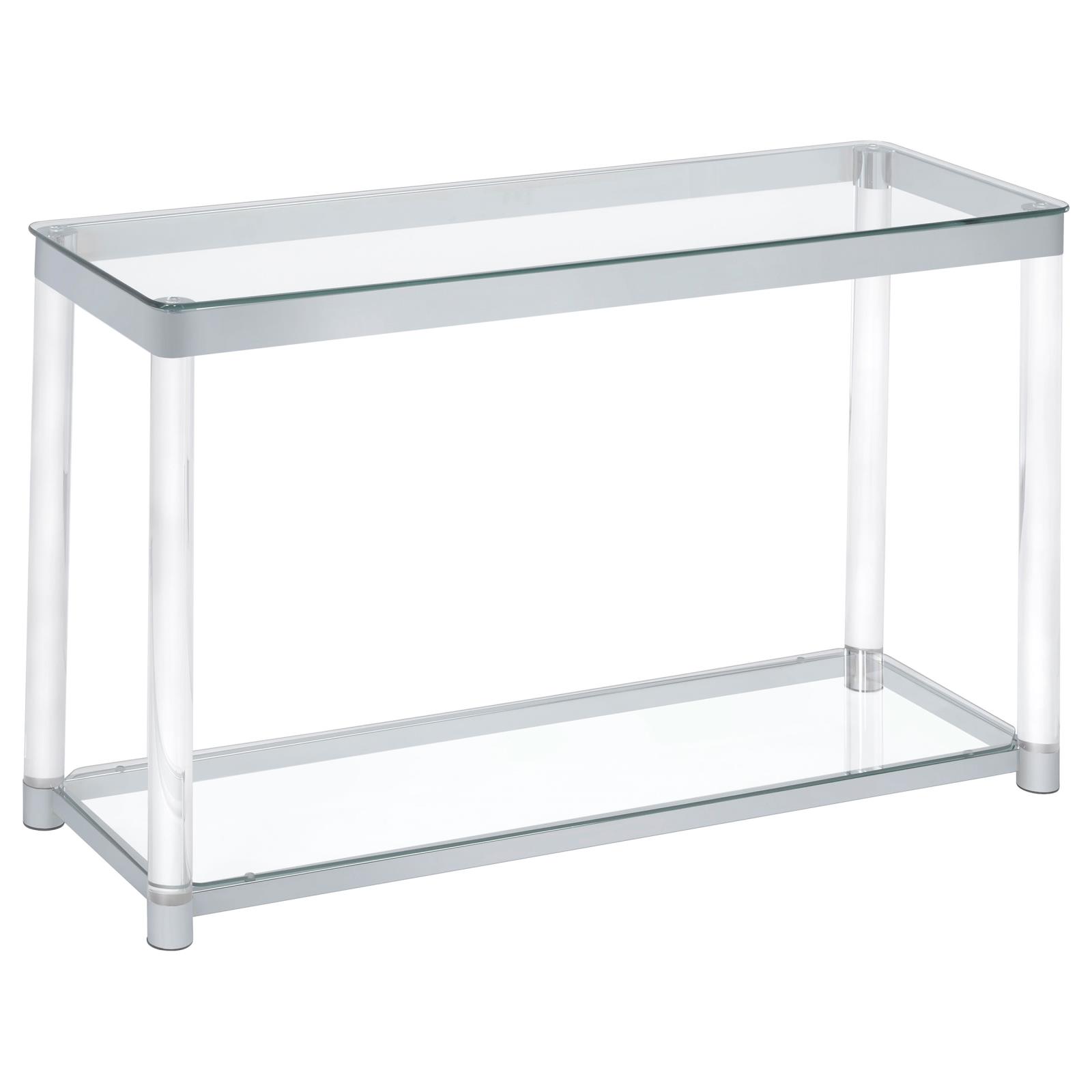 Anne Glass Rectangular Sofa Table with Lower Shelf