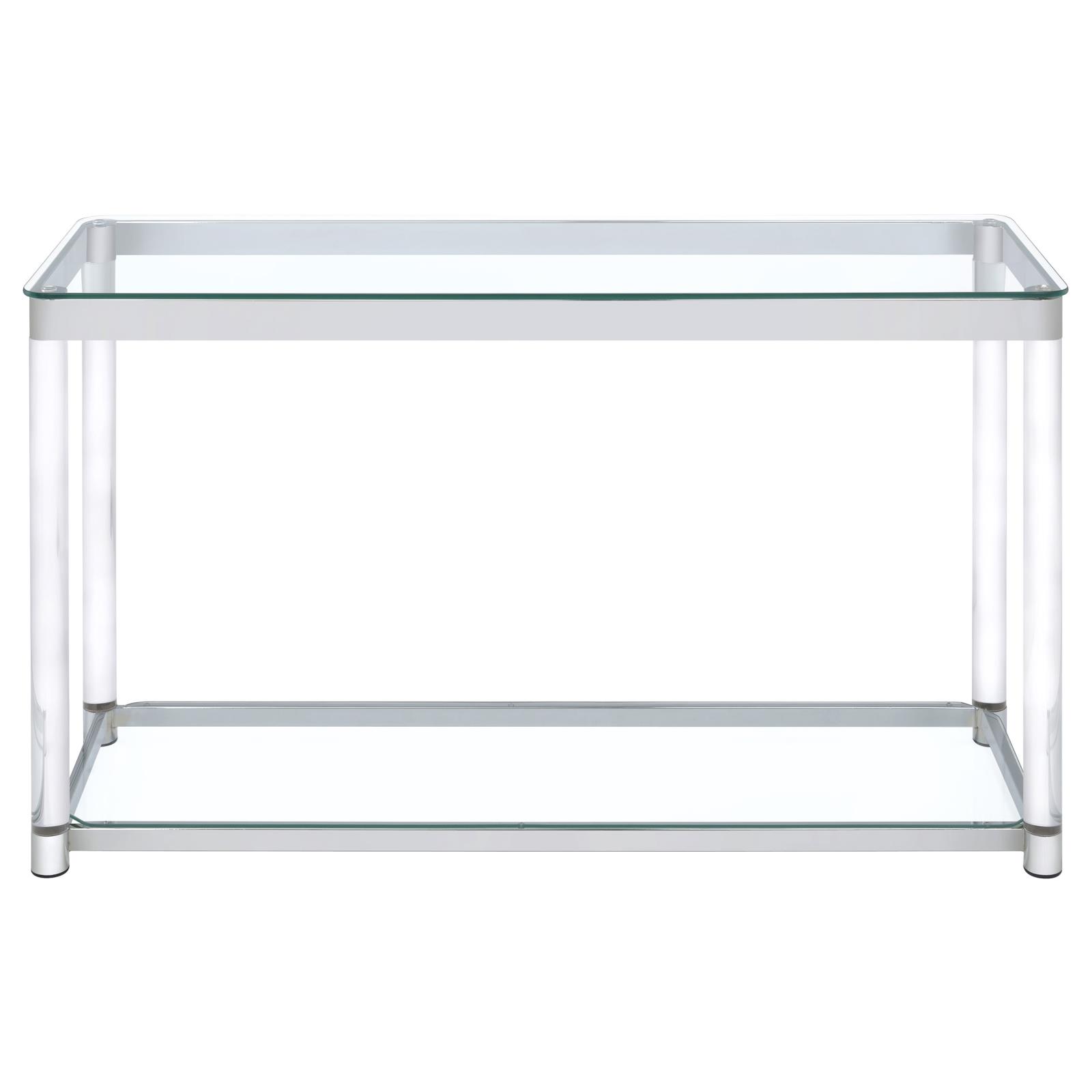 Anne Glass Rectangular Sofa Table with Lower Shelf