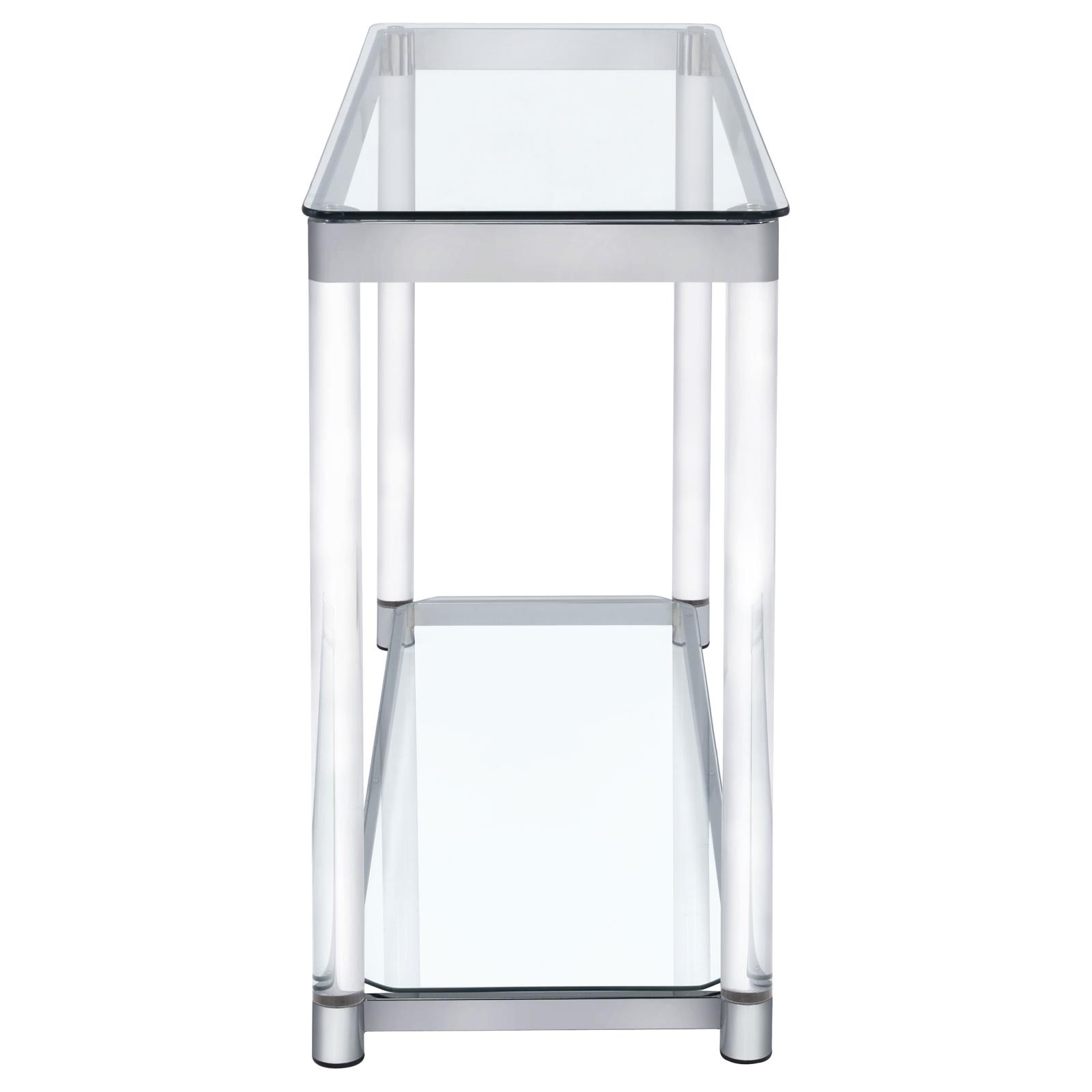 Anne Glass Rectangular Sofa Table with Lower Shelf