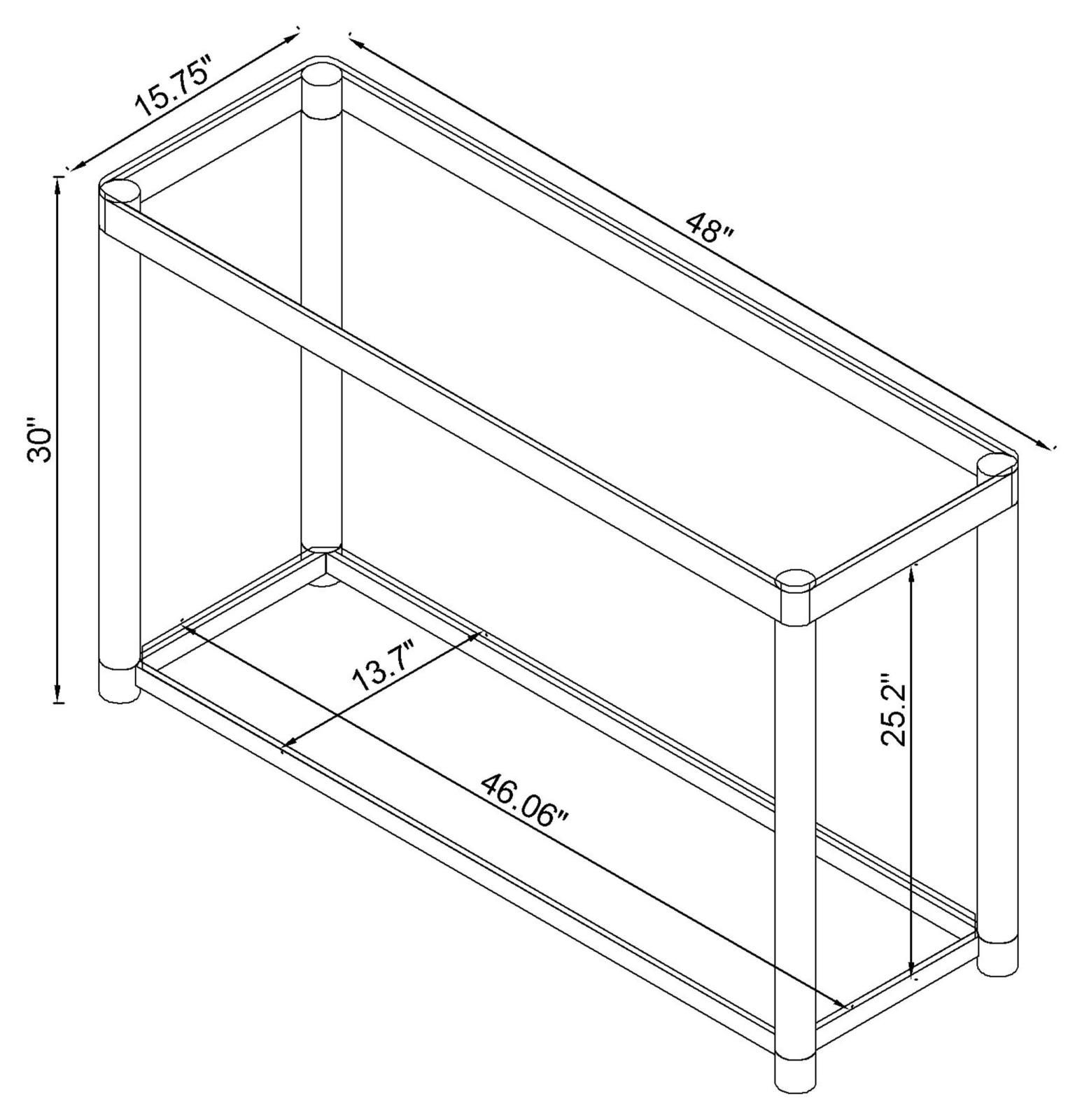 Anne Glass Rectangular Sofa Table with Lower Shelf