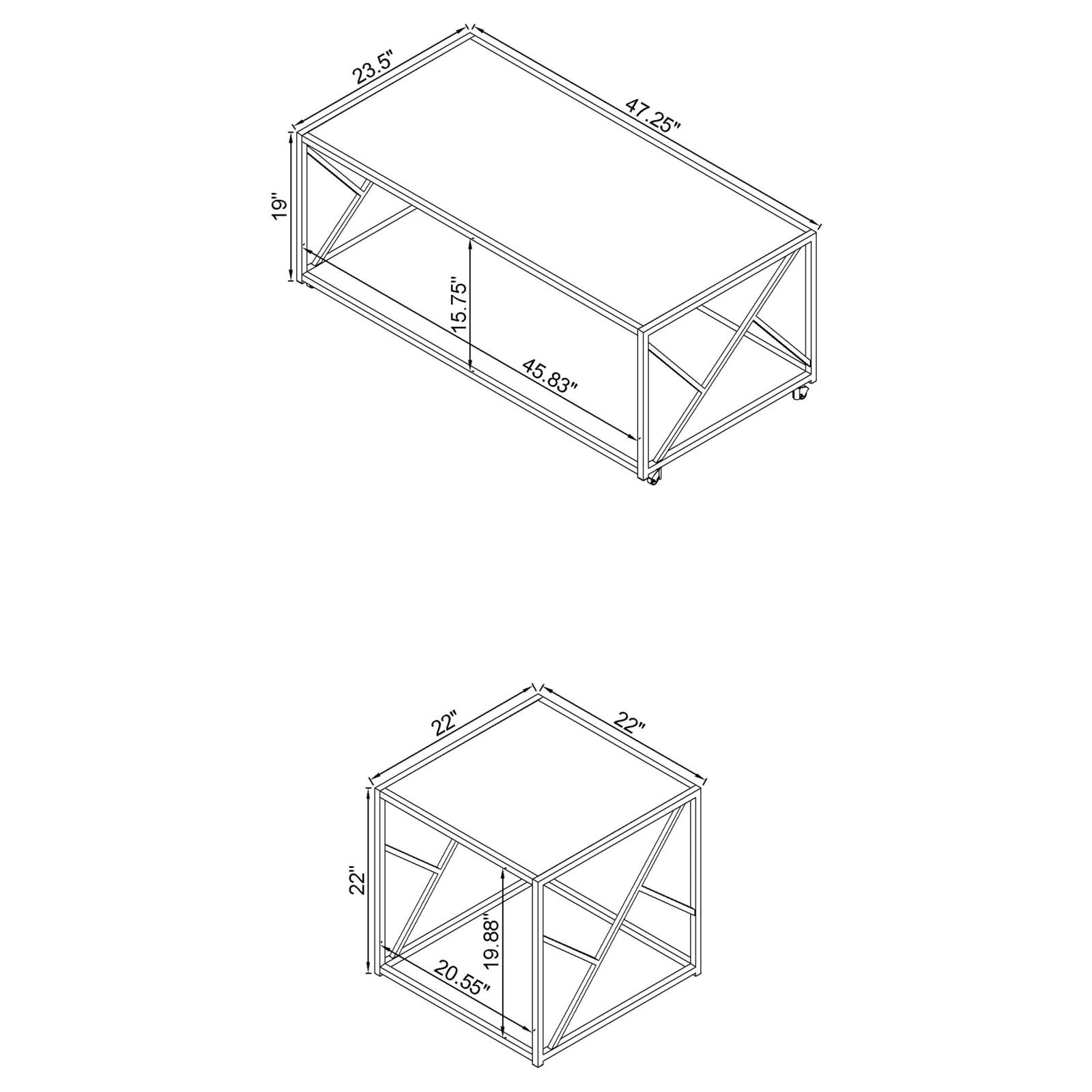 Provins 3-piece Mirrored Occasional Table Set