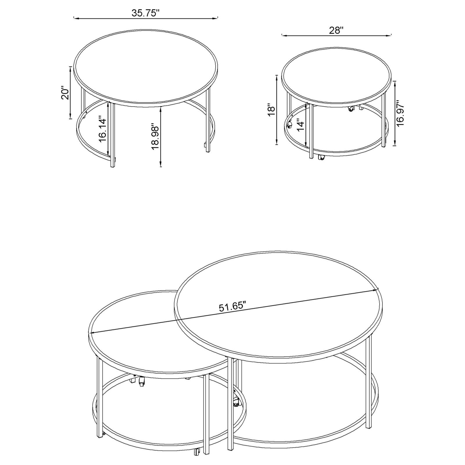 Lynn Faux Marble 2-piece Round Nesting Table