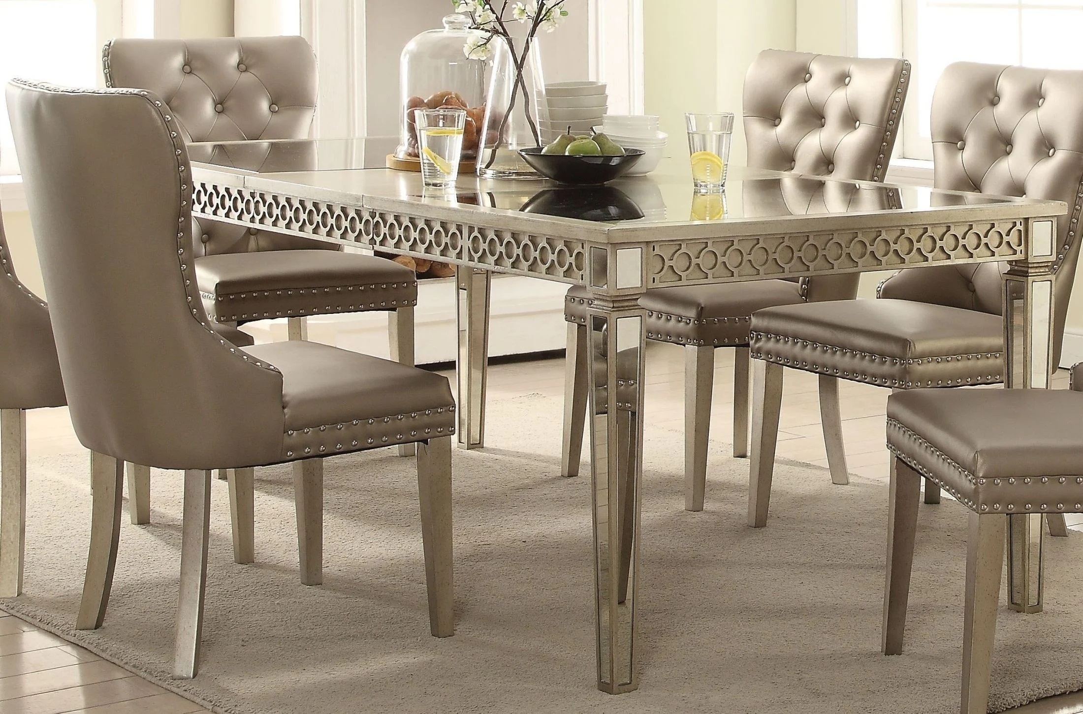 Kacela Wood/Mirror Extendable Dining Room Set