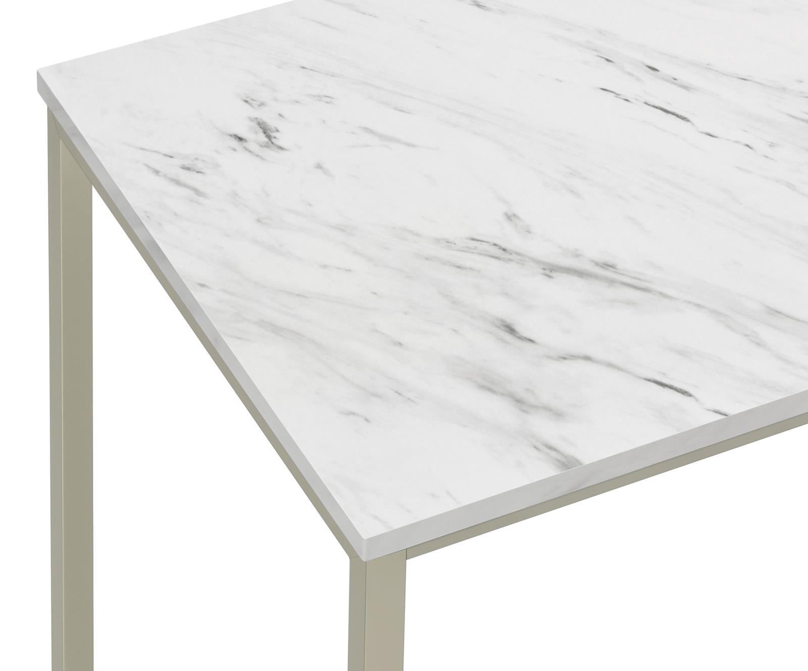 Leona Faux Marble Square End Table with Steel Base