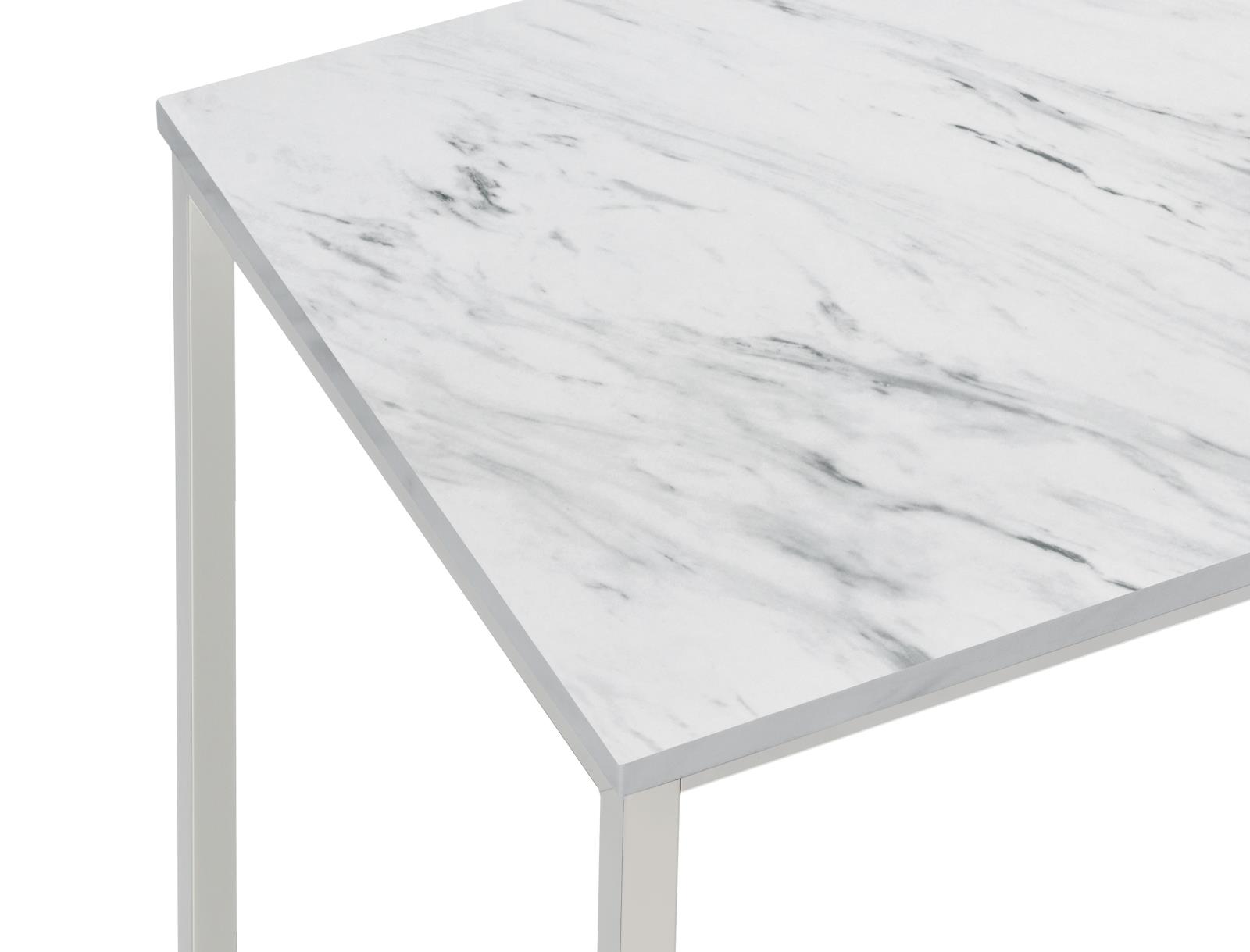 Leona Faux Marble Rectangular Coffee Table with Casters & Metal Base