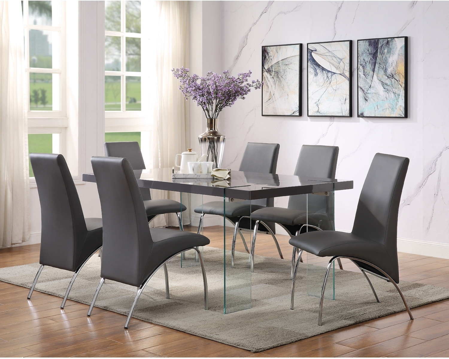 Noland High Gloss/Glass Dining Table