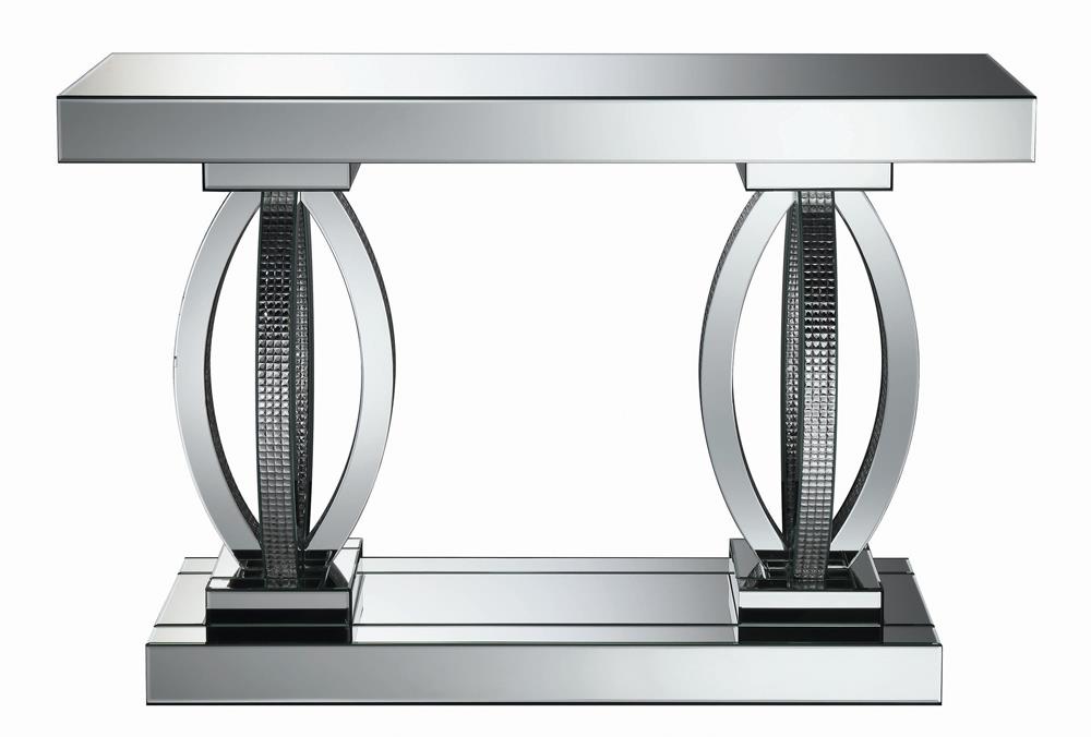 Amalia Rectangular Mirrored Sofa Table with Shelf