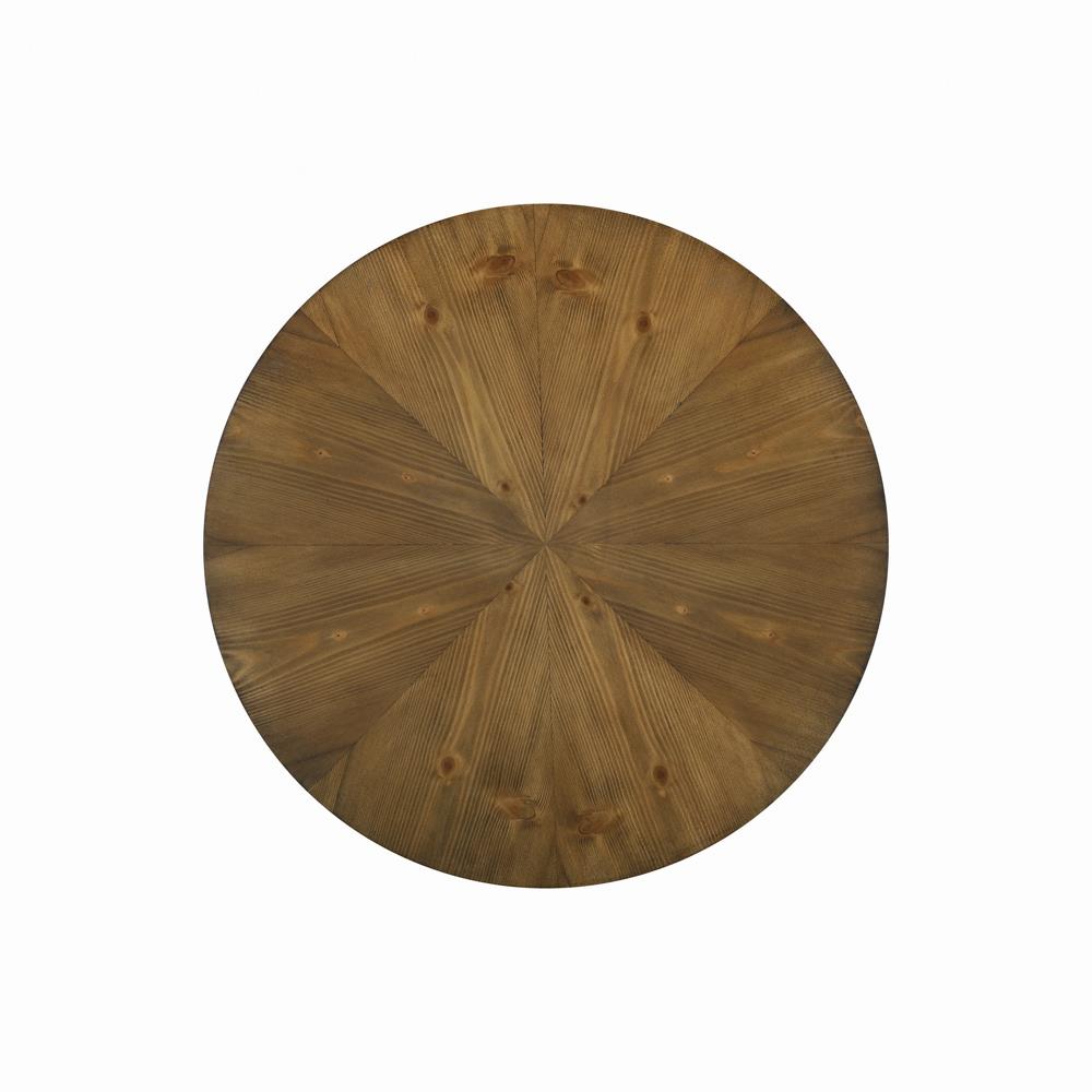 Brinnon Round Wood Veneer End Table with Metal Legs