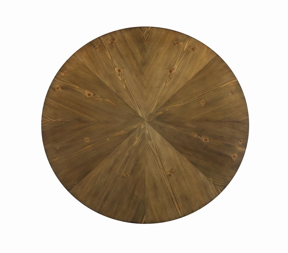 Brinnon Round Wood Veneer Coffee Table with Metal Legs