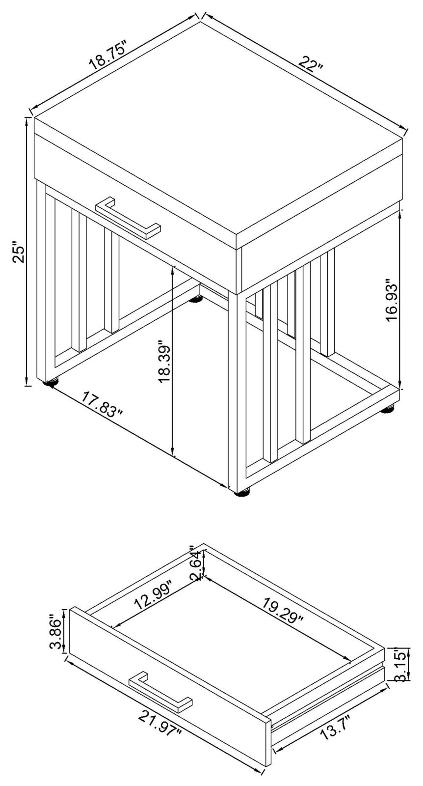 Dalya 1-drawer Rectangular End Table