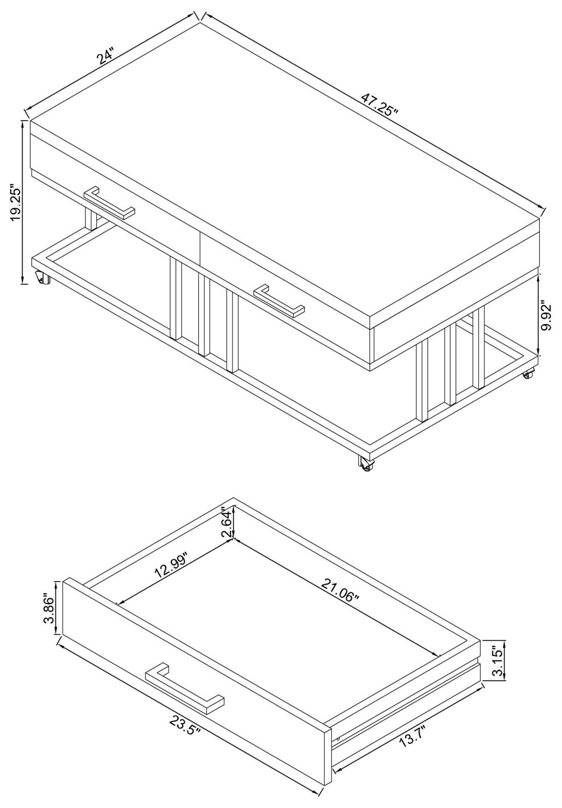 Dalya 2-drawer Rectangular Coffee Table