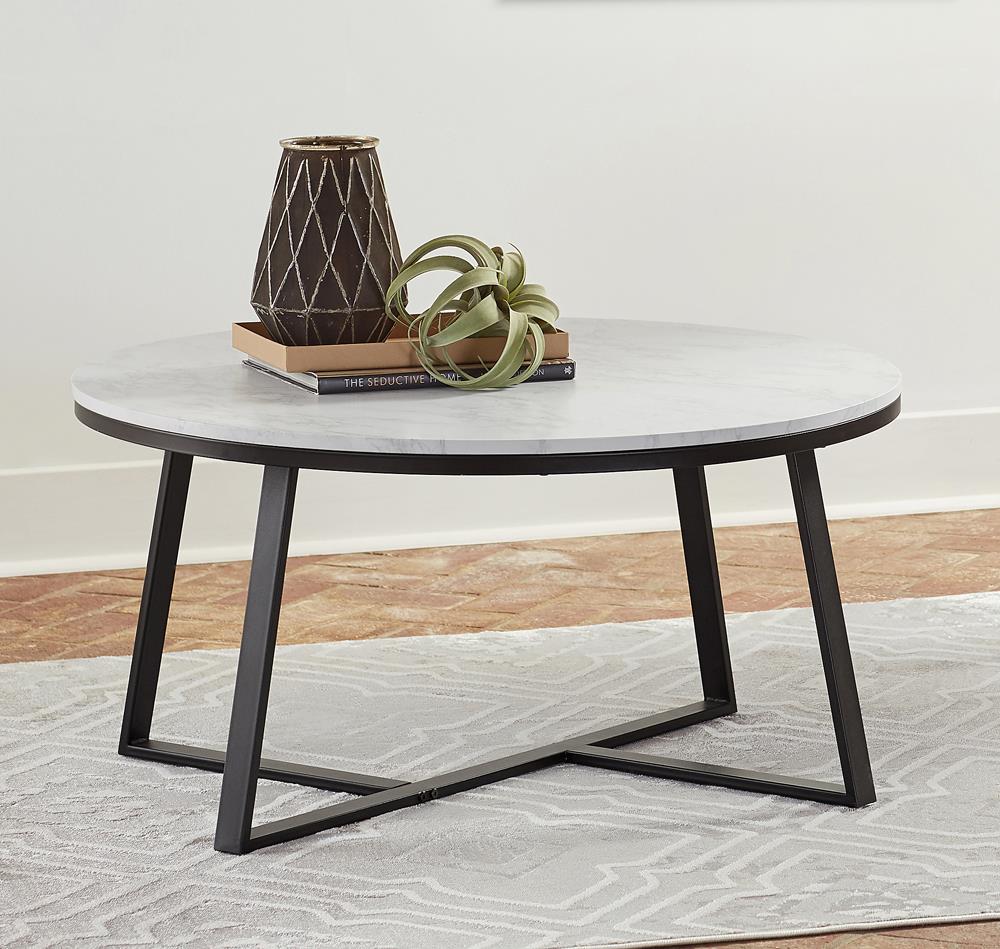 Hugo Faux Marble Round Coffee Table