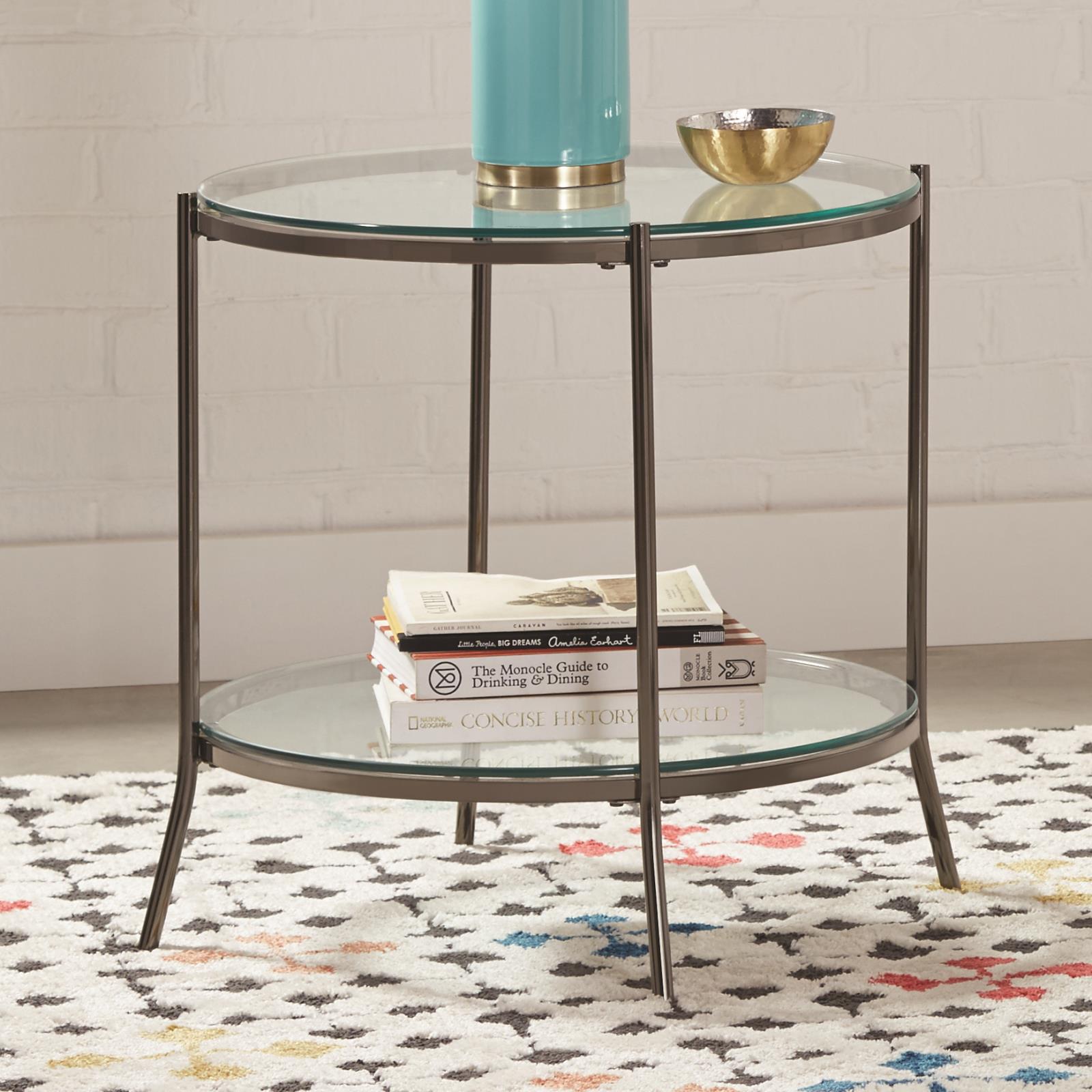 Laurie Round Glass Top End Table