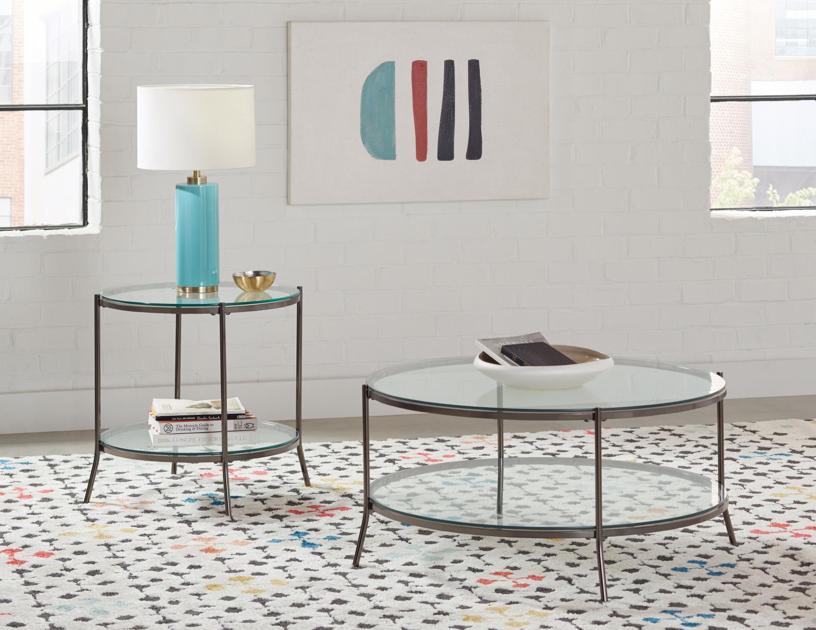 Laurie Round Glass Top End Table