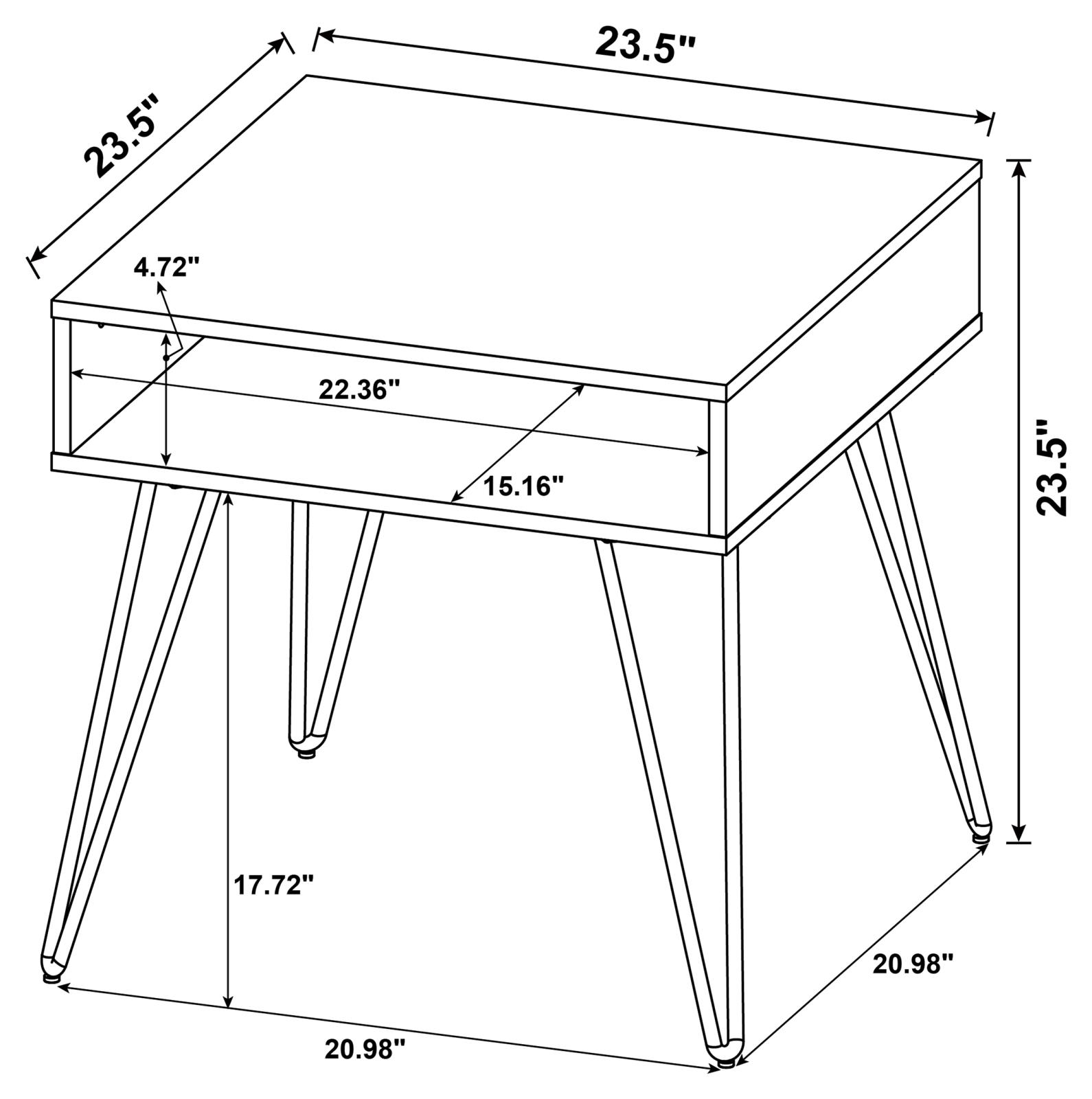 Fanning Square End Table with Open Compartment