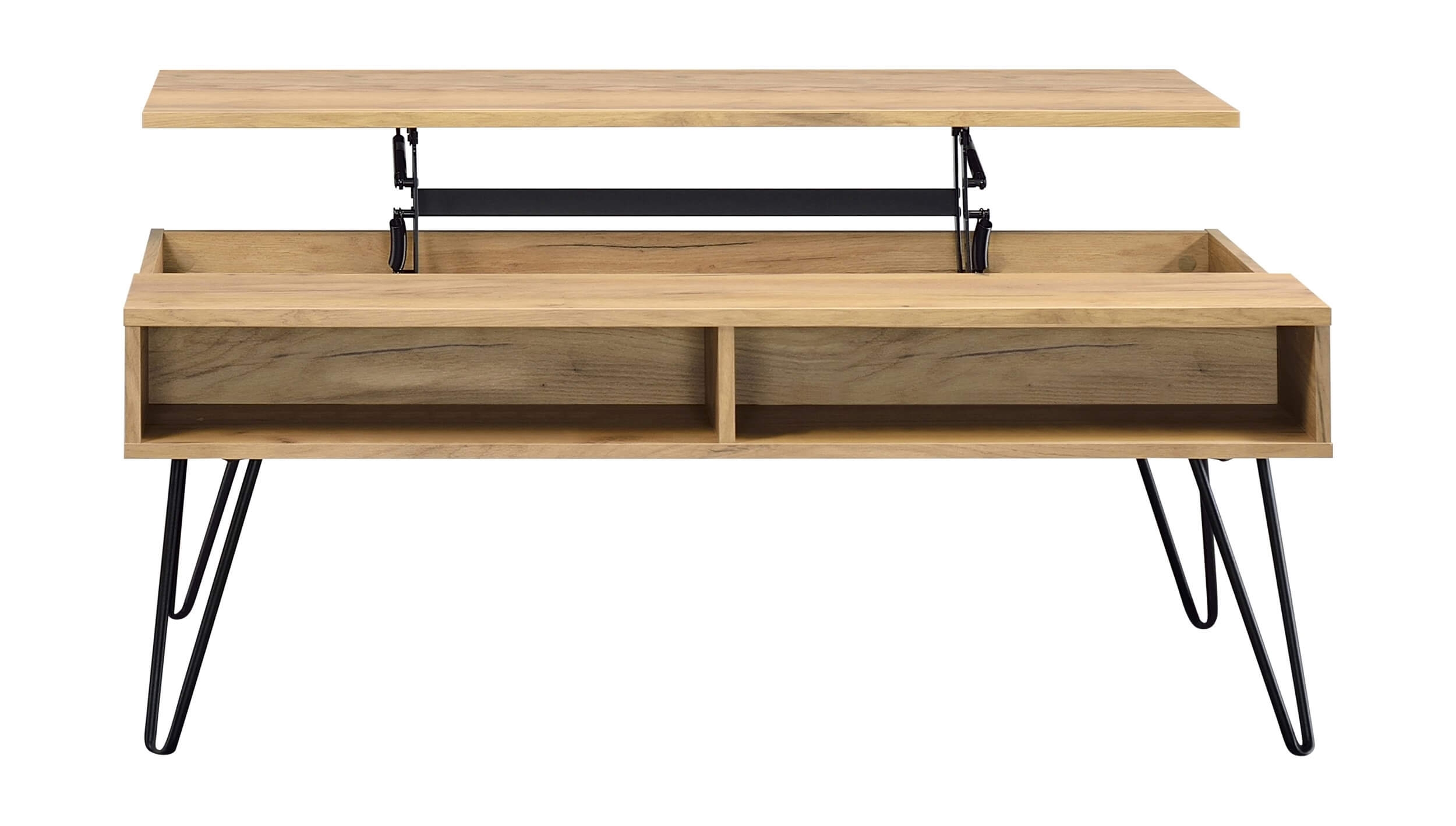 Fanning Wood Veneer Lift Top Storage Coffee Table