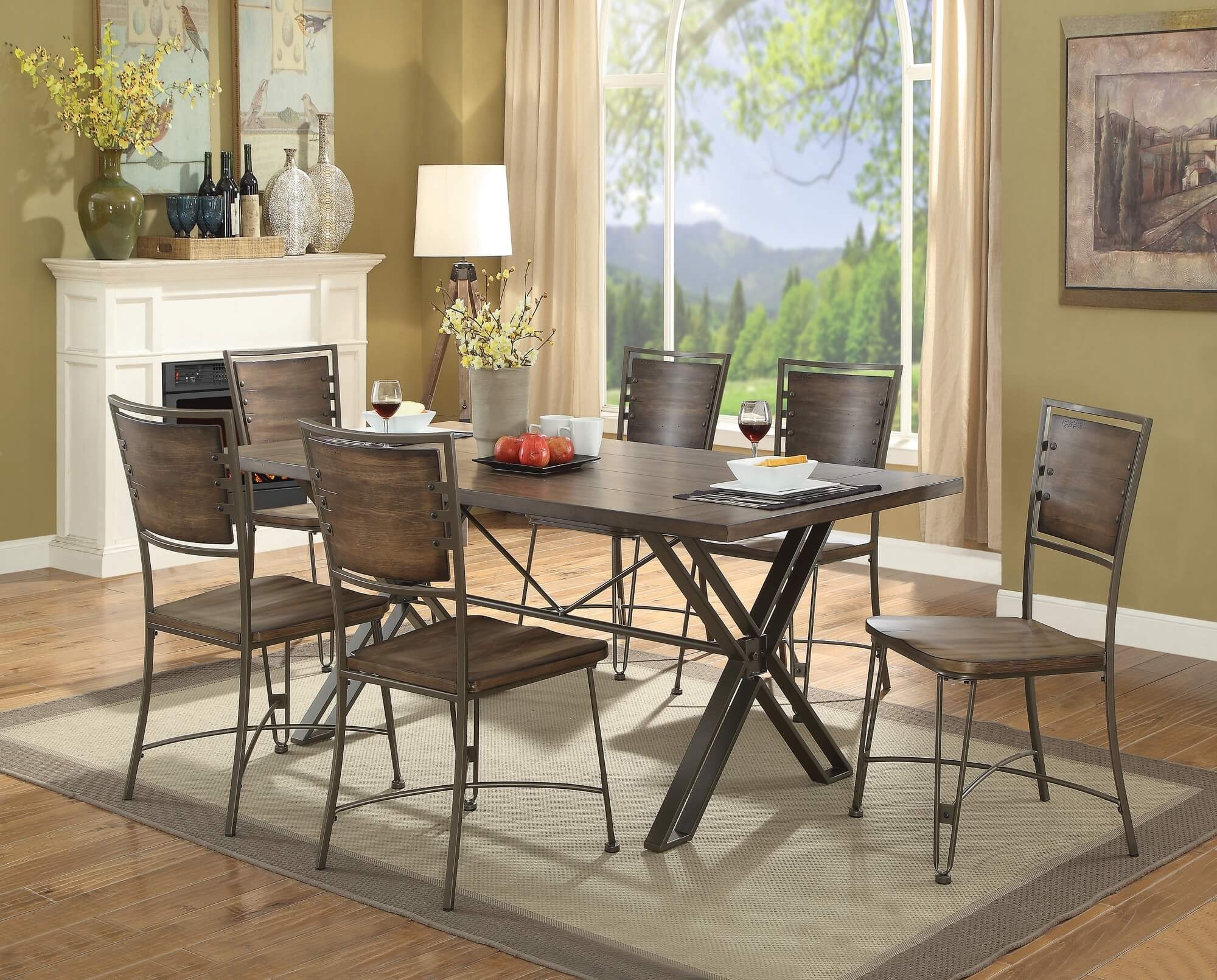 Jodoc Wood/Metal Rectangular Dining Table