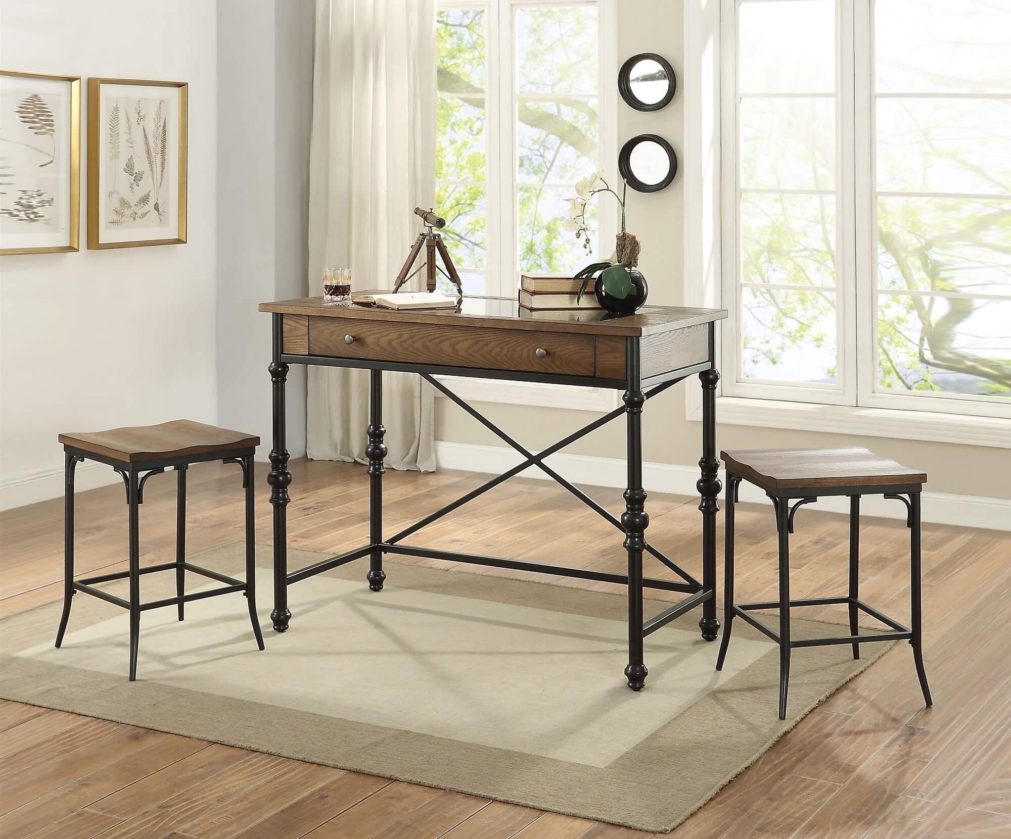 Jalisa Glass/Wood/Metal Counter Table