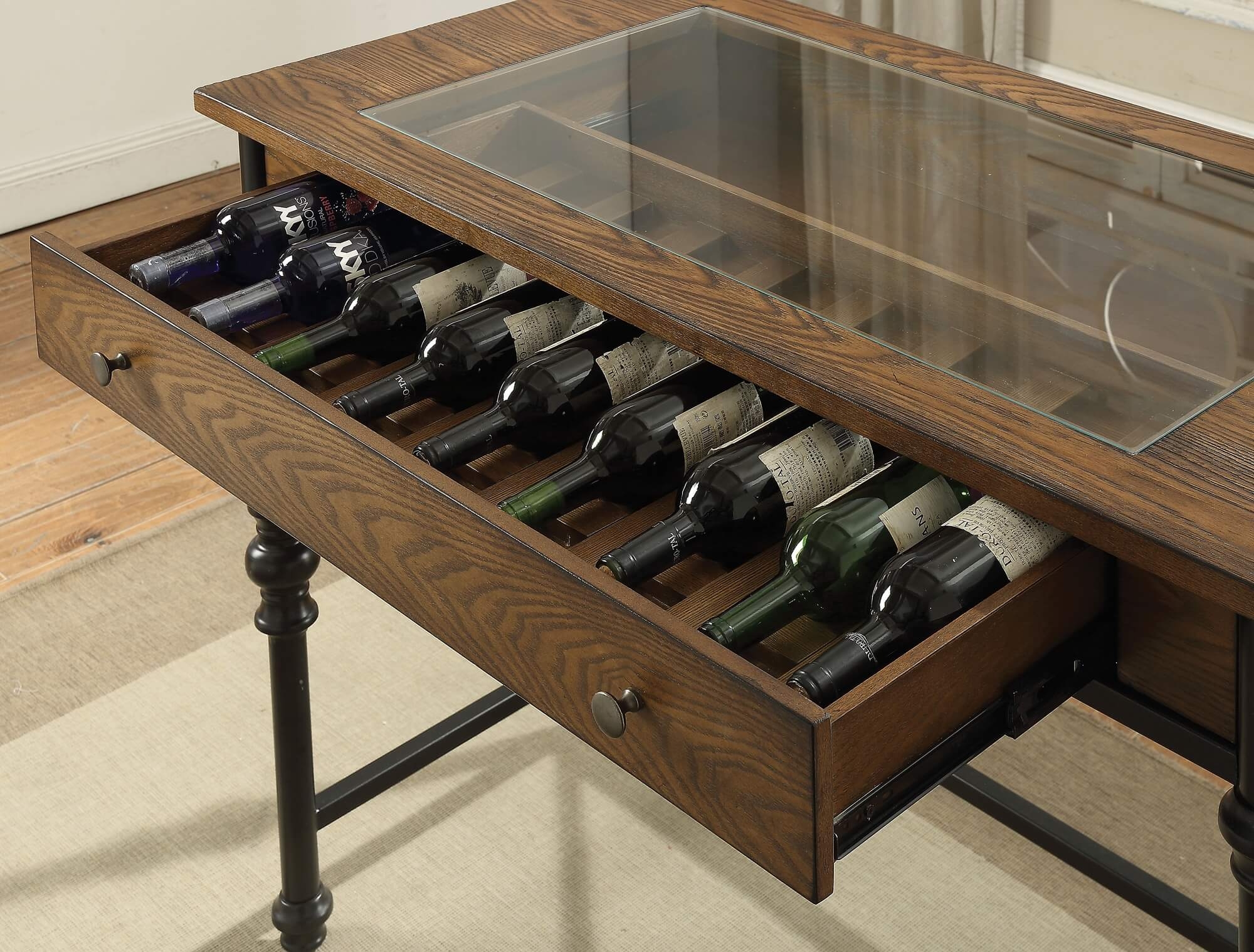 Jalisa Glass/Wood/Metal Counter Table