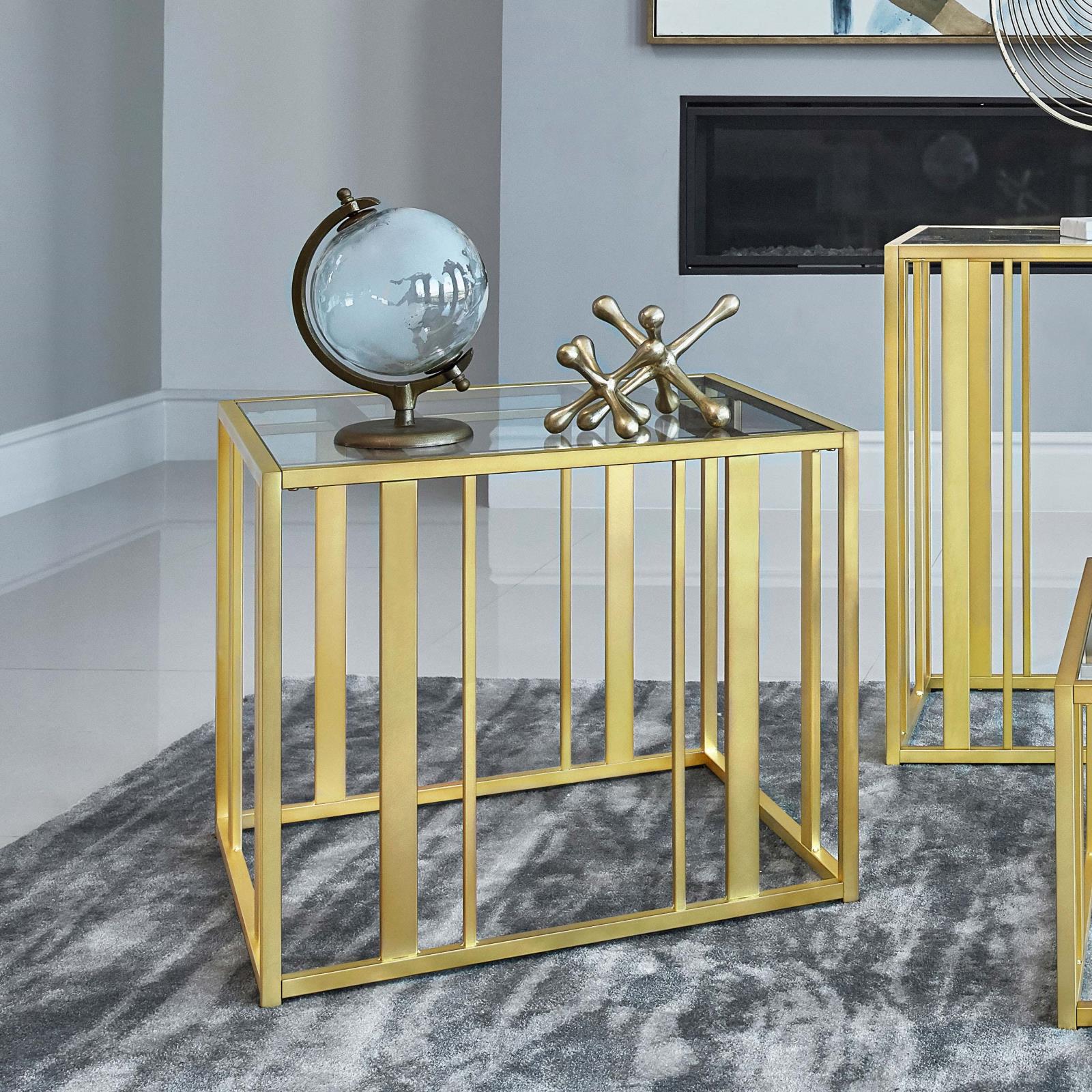 Adri Glass End Table with Metal Frame