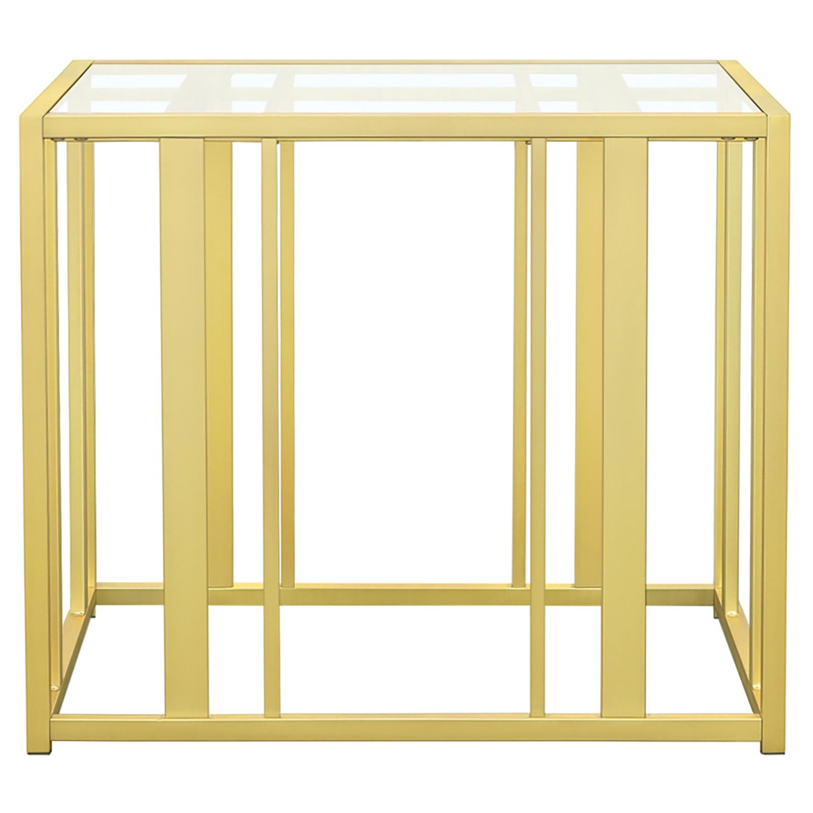 Adri Glass End Table with Metal Frame