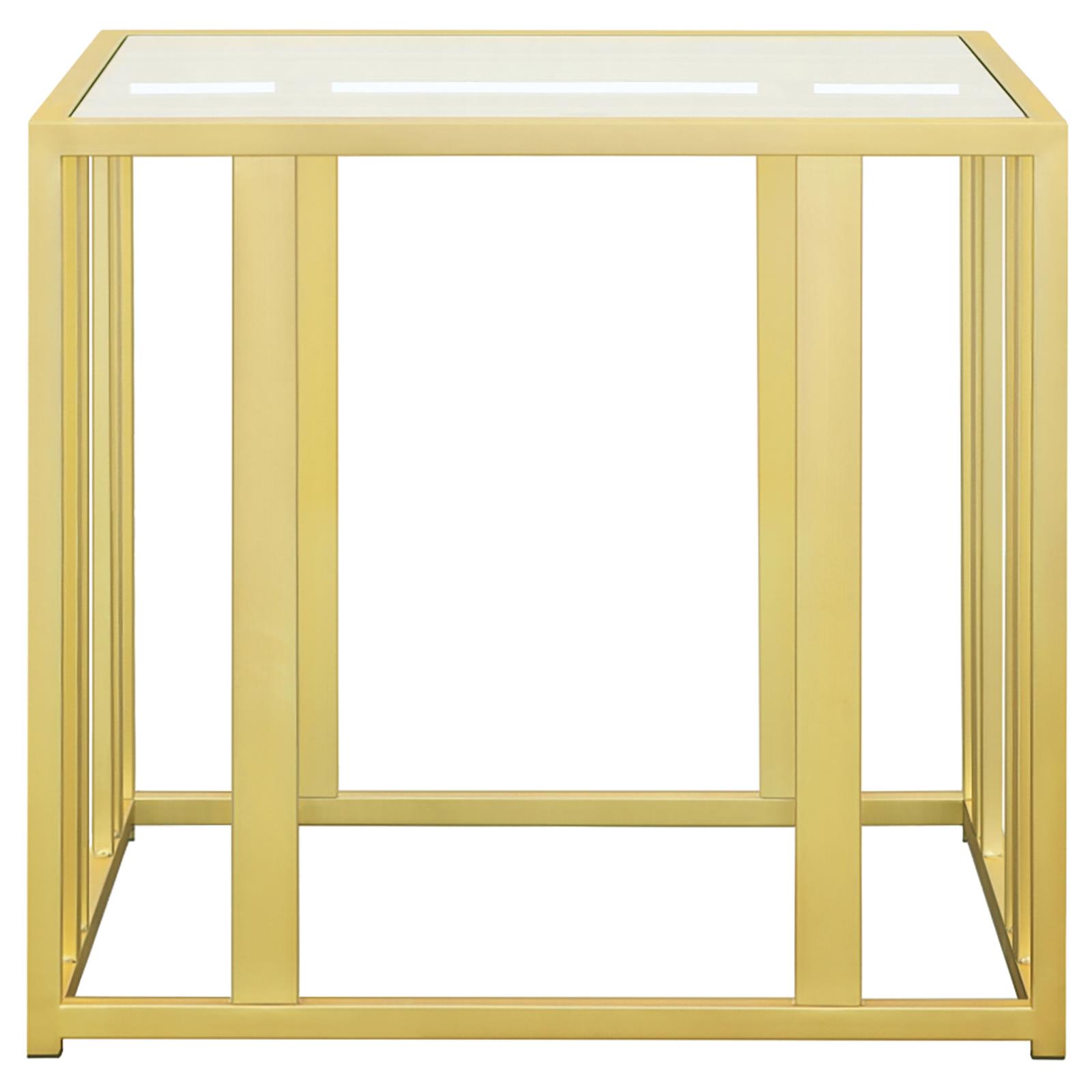 Adri Glass End Table with Metal Frame