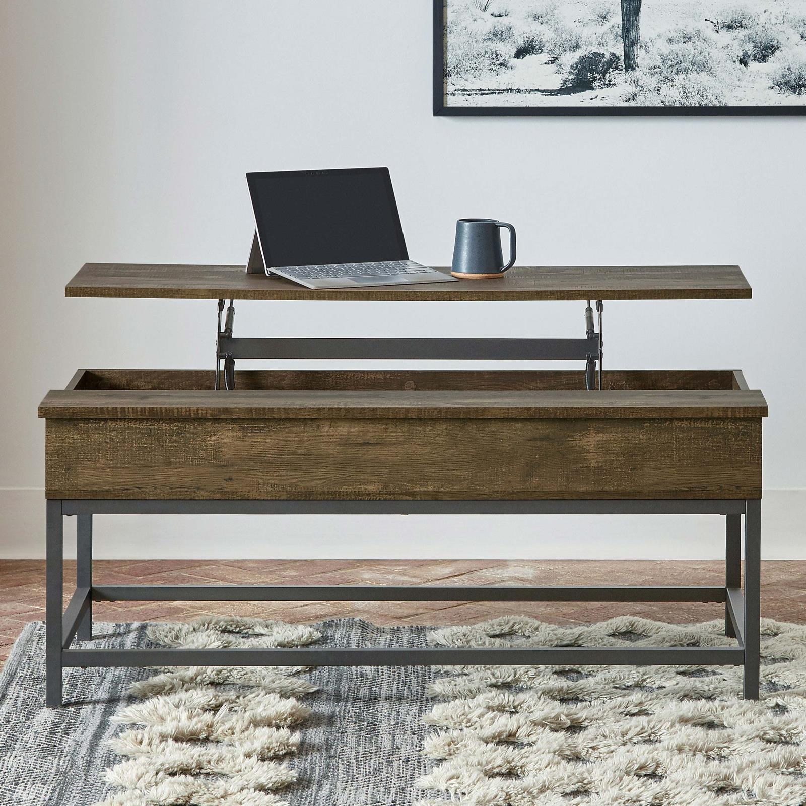 Byers Black Wood Veneer Coffee Table with Lift Top