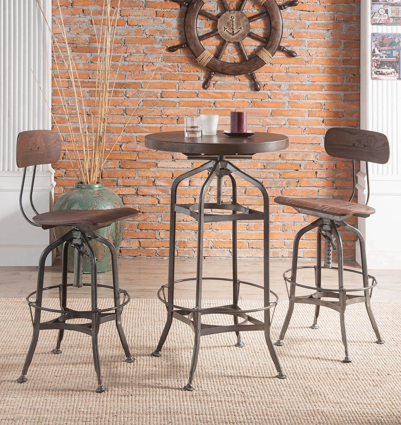 Kaeso Wood/Metal Round Adjustable Table