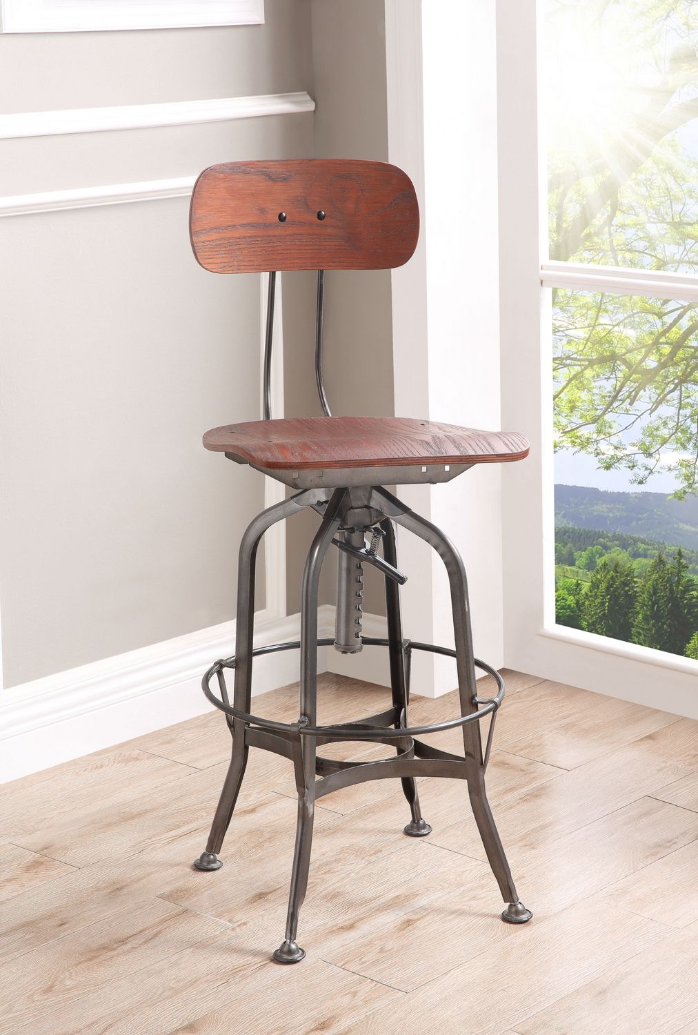 Kaeso Wood/Metal Adjustable Stool