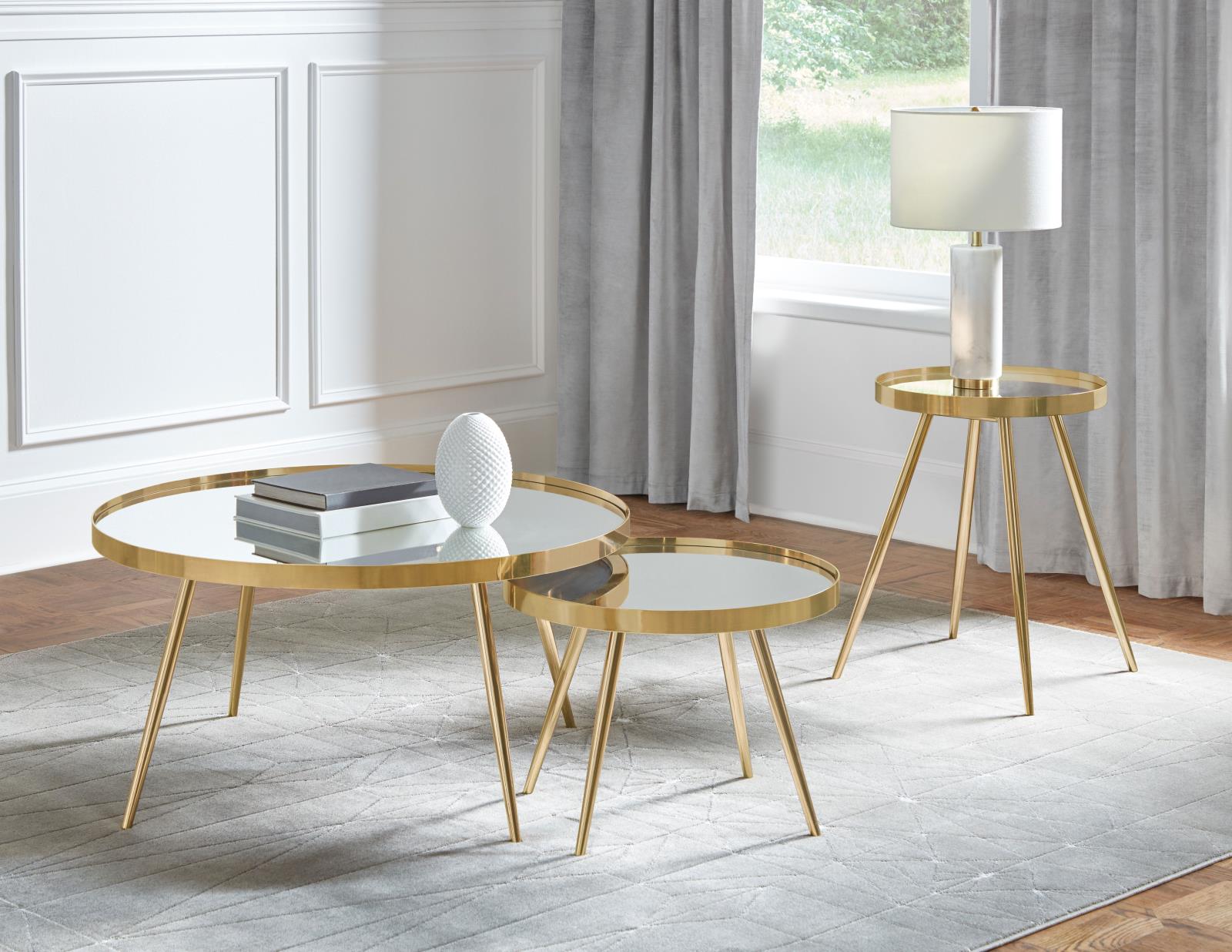 Kaelyn Round Mirror Top End Table