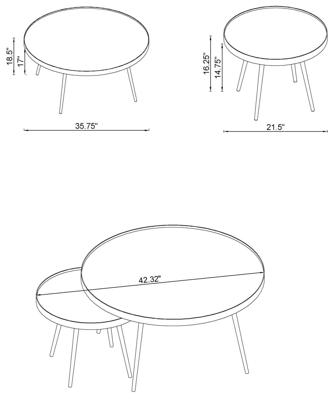 Kaelyn 2-piece Mirrored Top Nesting Coffee Table