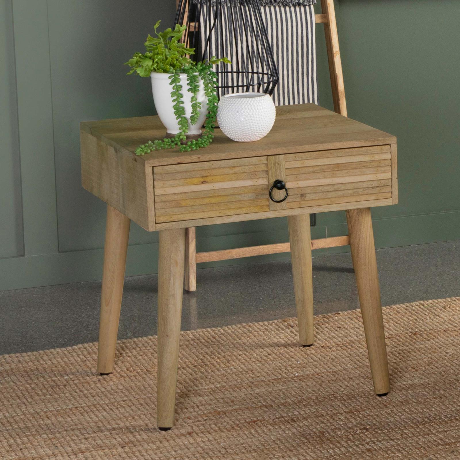 Zabel Wood Square 1-drawer End Table